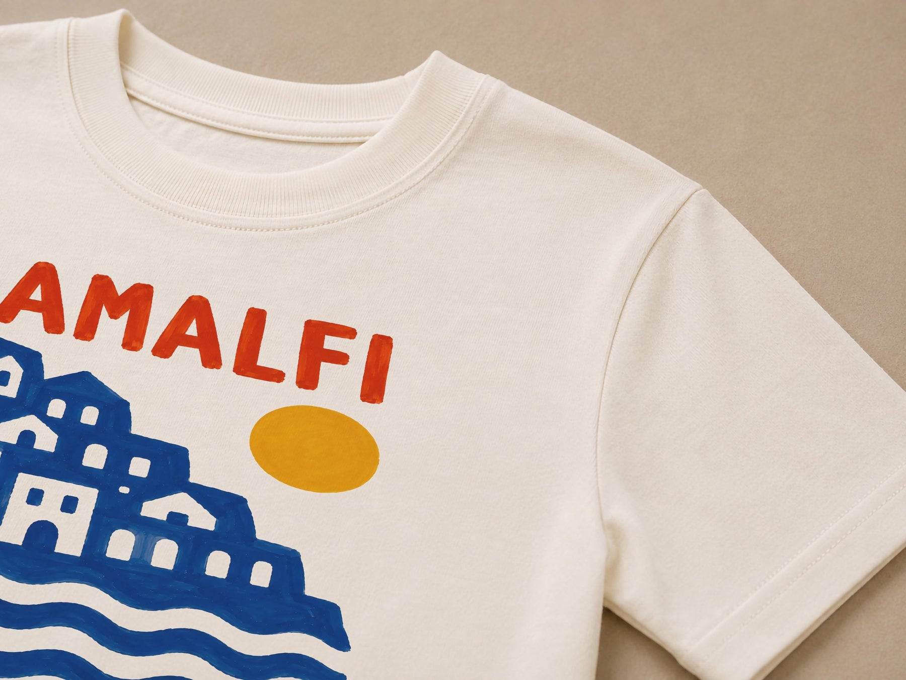 Amalfi Kids T-Shirt – Organic Cotton Bold Graphic Tee, Mediterranean Summer Shirt, Coastal Kids Clothing