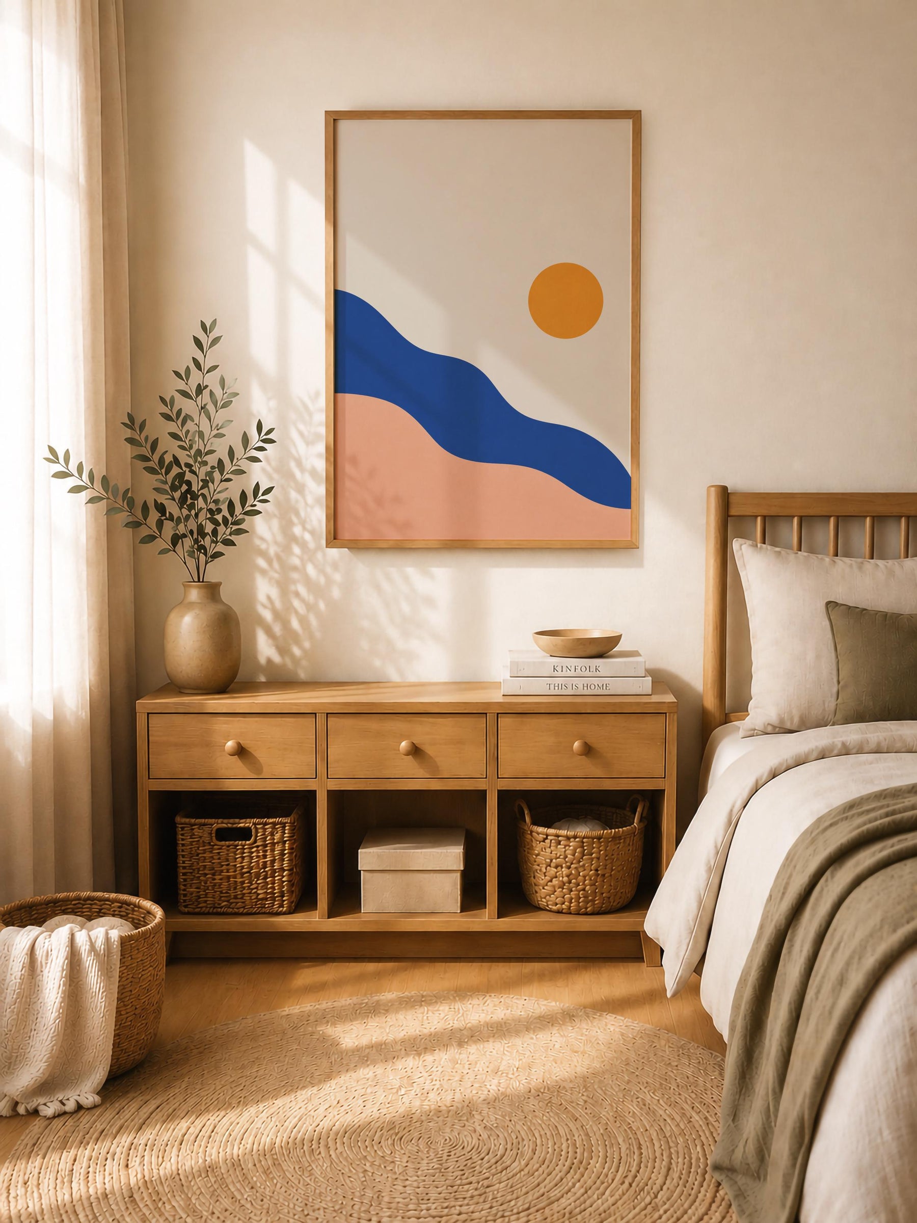 Solstice Abstract Landscape Print | Minimalist Sun Wall Art, Mediterranean Decor | Framed or Unframed