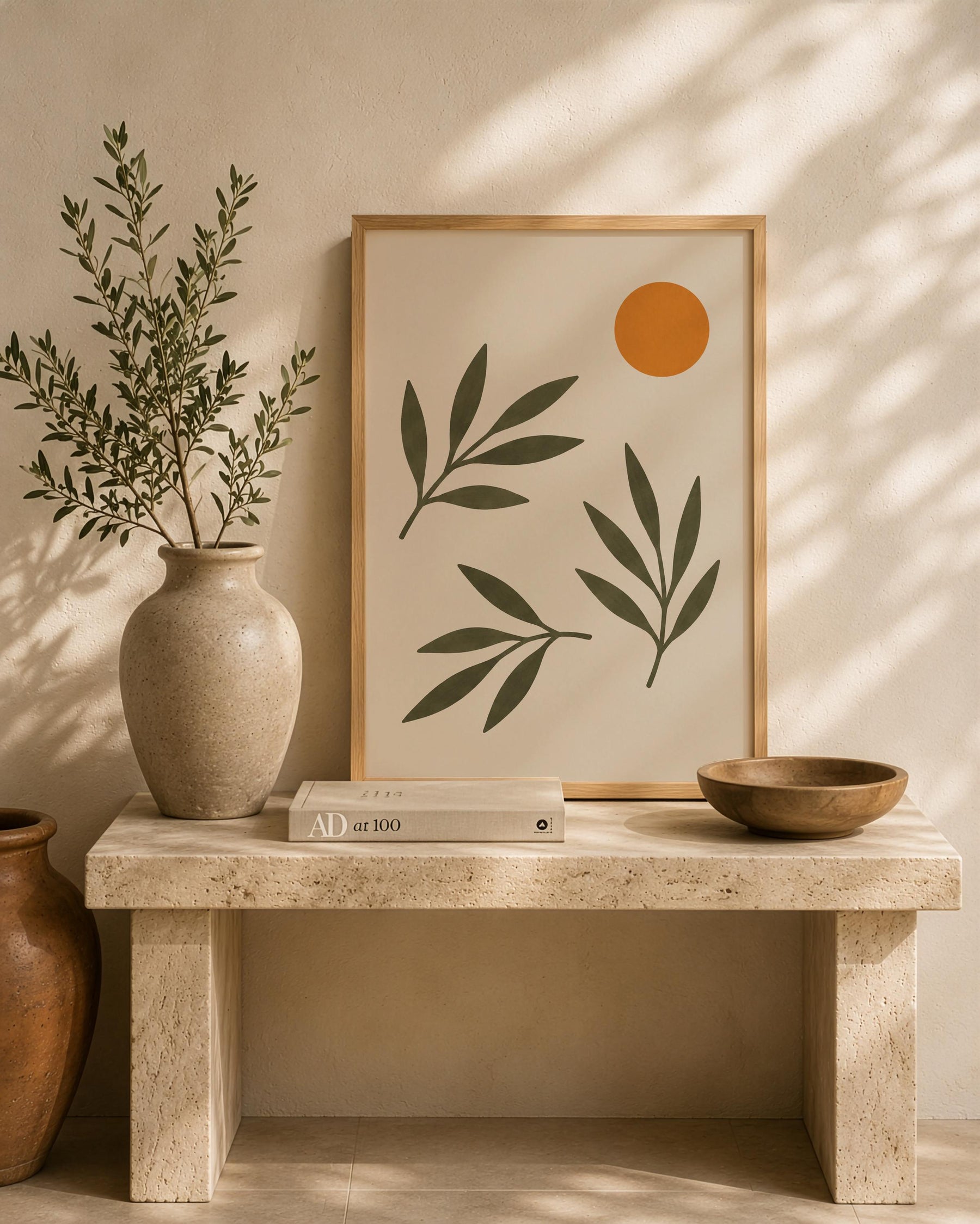 Oasis Olive Branch Print | Hand-Painted Botanical Art, Mediterranean Wall Decor | Framed or Unframed