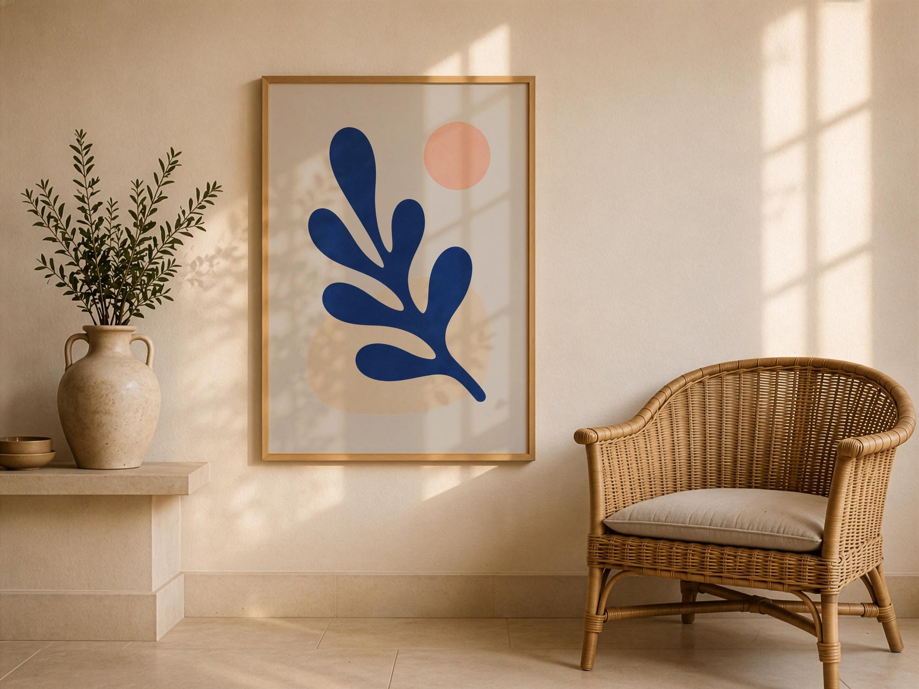 Folia Abstract Botanical Print | Cobalt Blue, Scandinavian Decor | Framed or Unframed