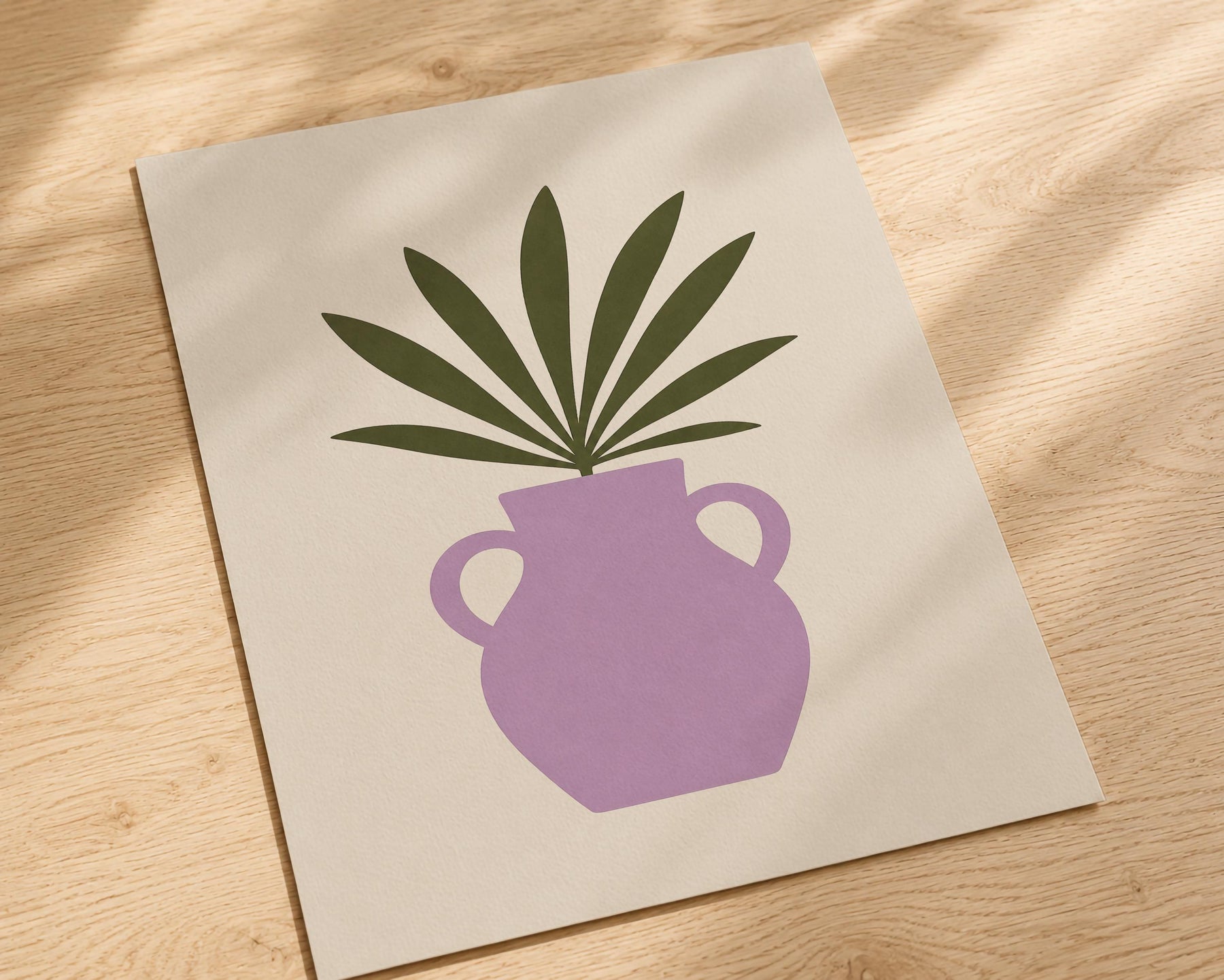 Palmera Palm Frond Vase Print | Modern Botanical Wall Art | Framed or Unframed