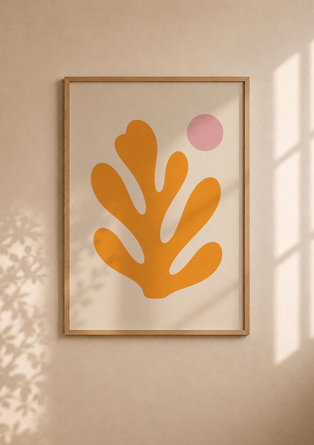 Yellow Sea Fan Print | Minimalist Coastal Botanical Wall Art (Framed or Unframed)