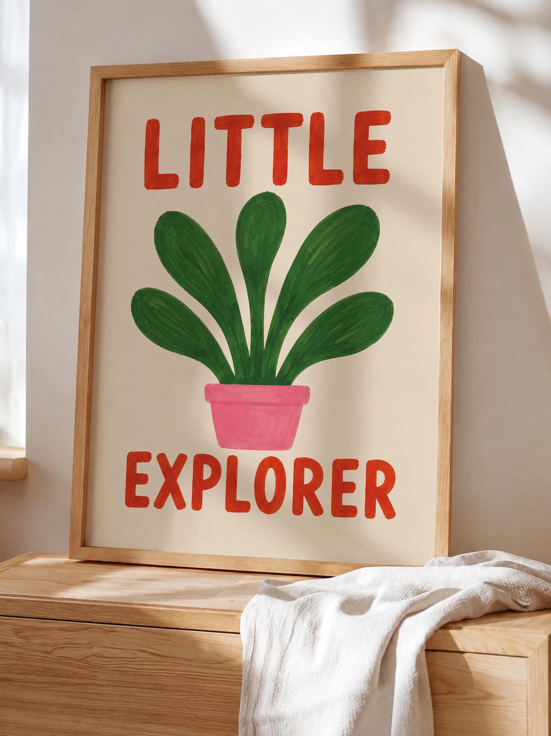 Little Explorer Print | Hand-Painted Botanical Nursery Wall Art, Kids Room Decor | Framed or Unframed