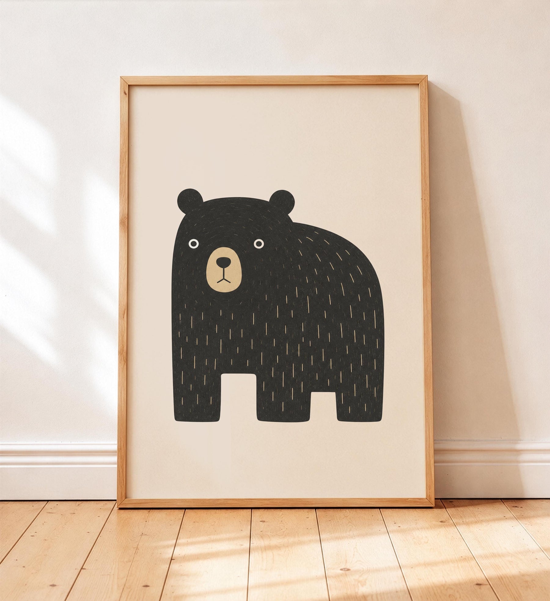 Hand-Painted Bear Wall Art Print | Scandinavian Woodland Nursery Decor | Framed or Unframed