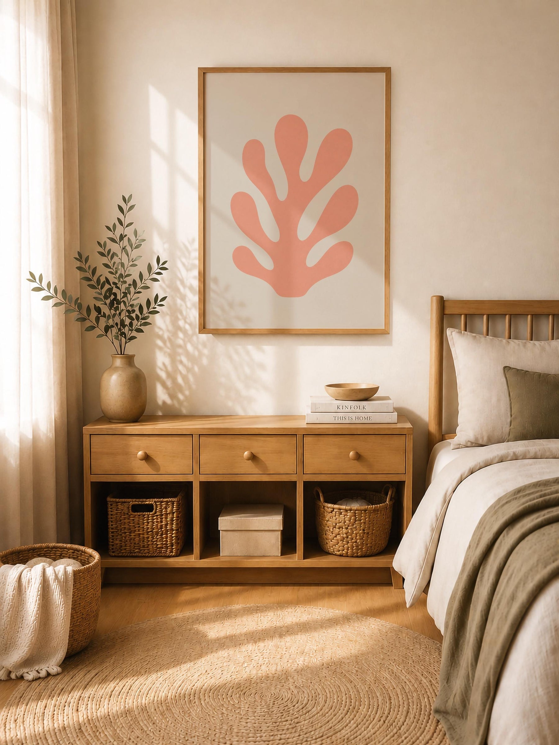 Cala Pink Coral Print | Minimalist Coastal Botanical Wall Art | Framed or Unframed