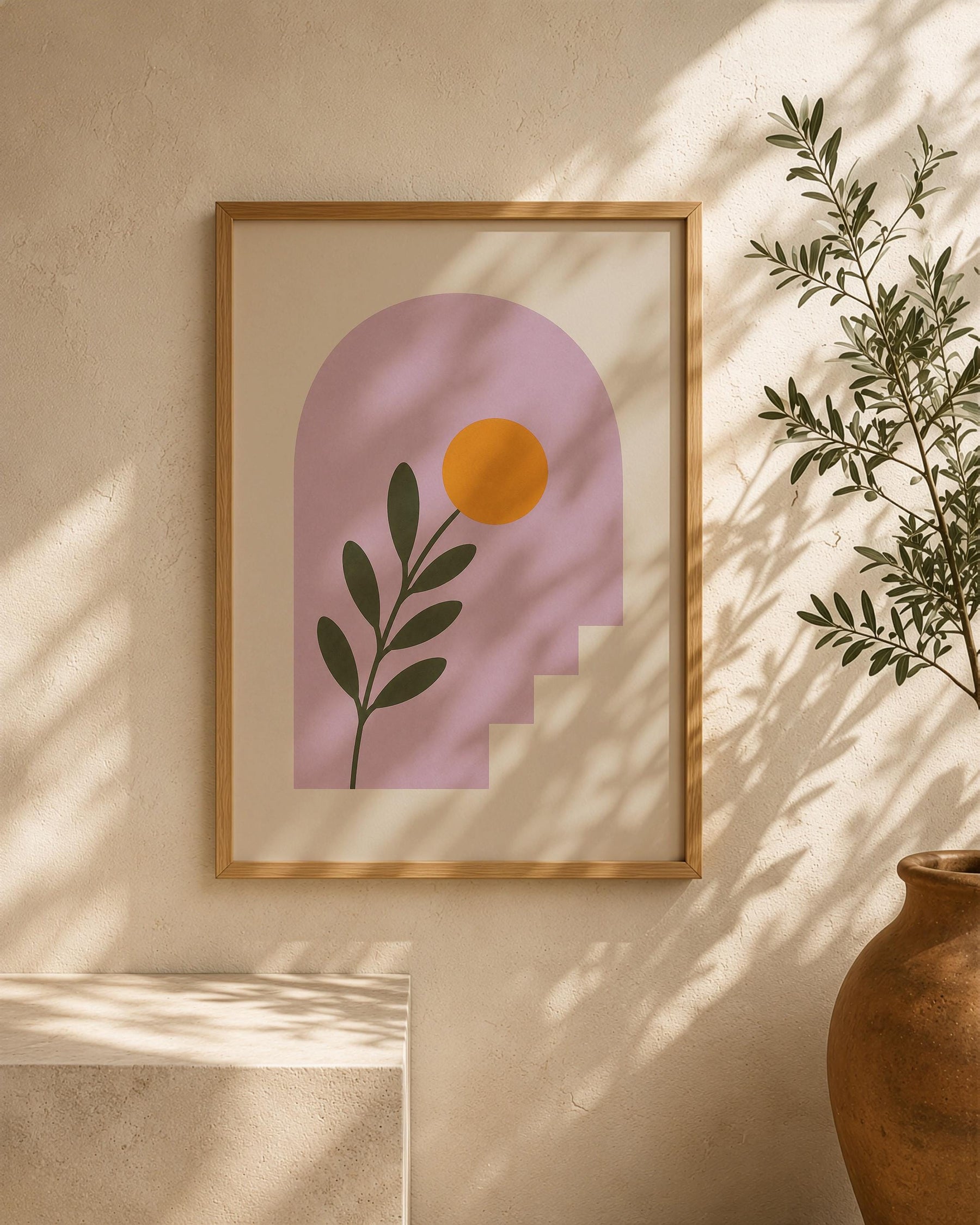 Alcove Floral Archway Print | Minimalist Botanical Mediterranean Wall Art | Framed or Unframed