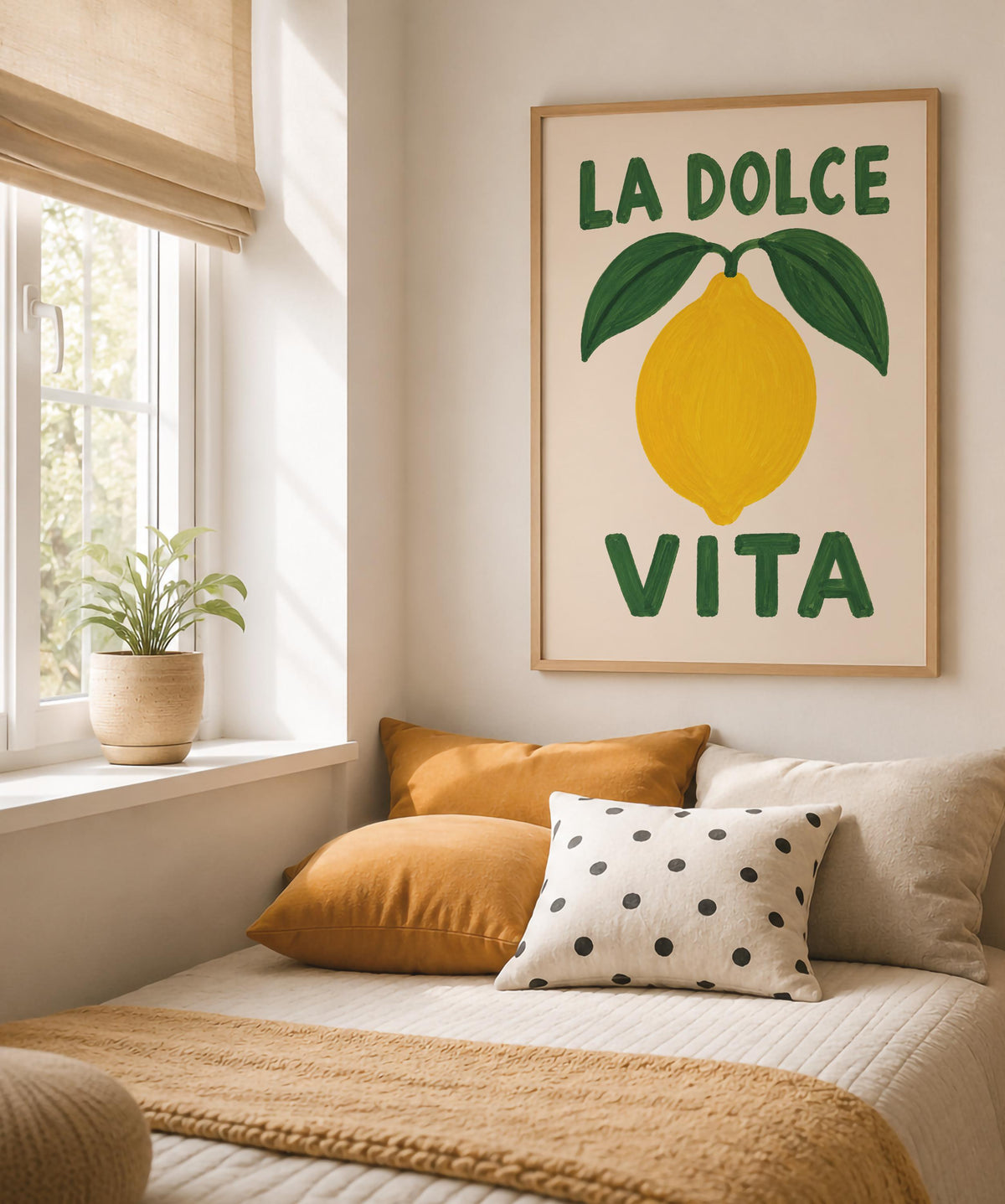 La Dolce Vita Print | Hand-Painted Italian Lemon Typography Wall Art | Framed or Unframed