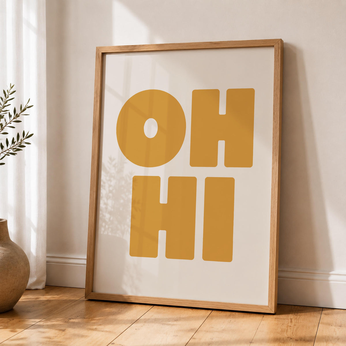 Oh Hi Typography Print | Modern Hand-Painted Wall Art | Framed or Unframed