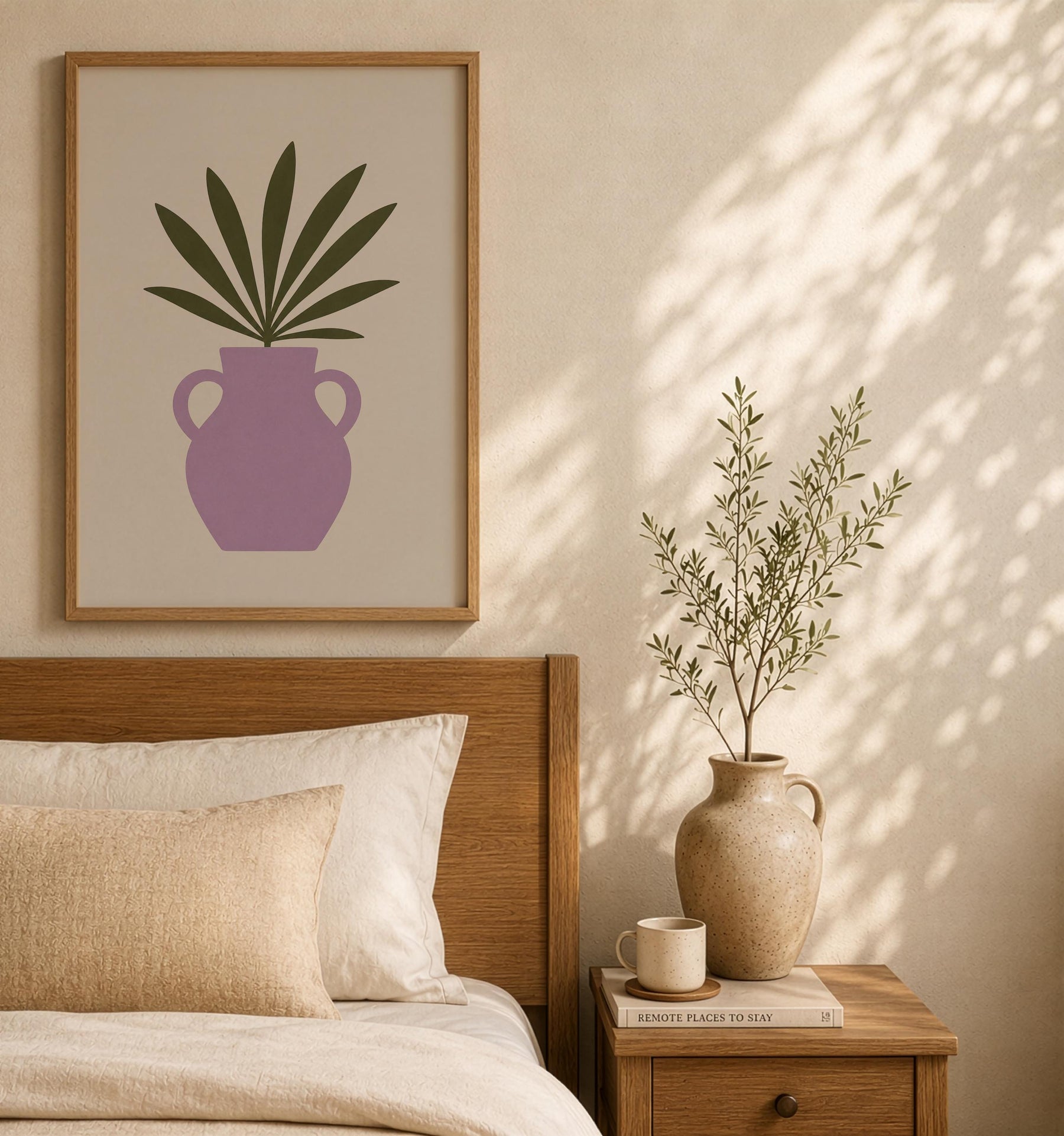 Palmera Palm Frond Vase Print | Modern Botanical Wall Art | Framed or Unframed