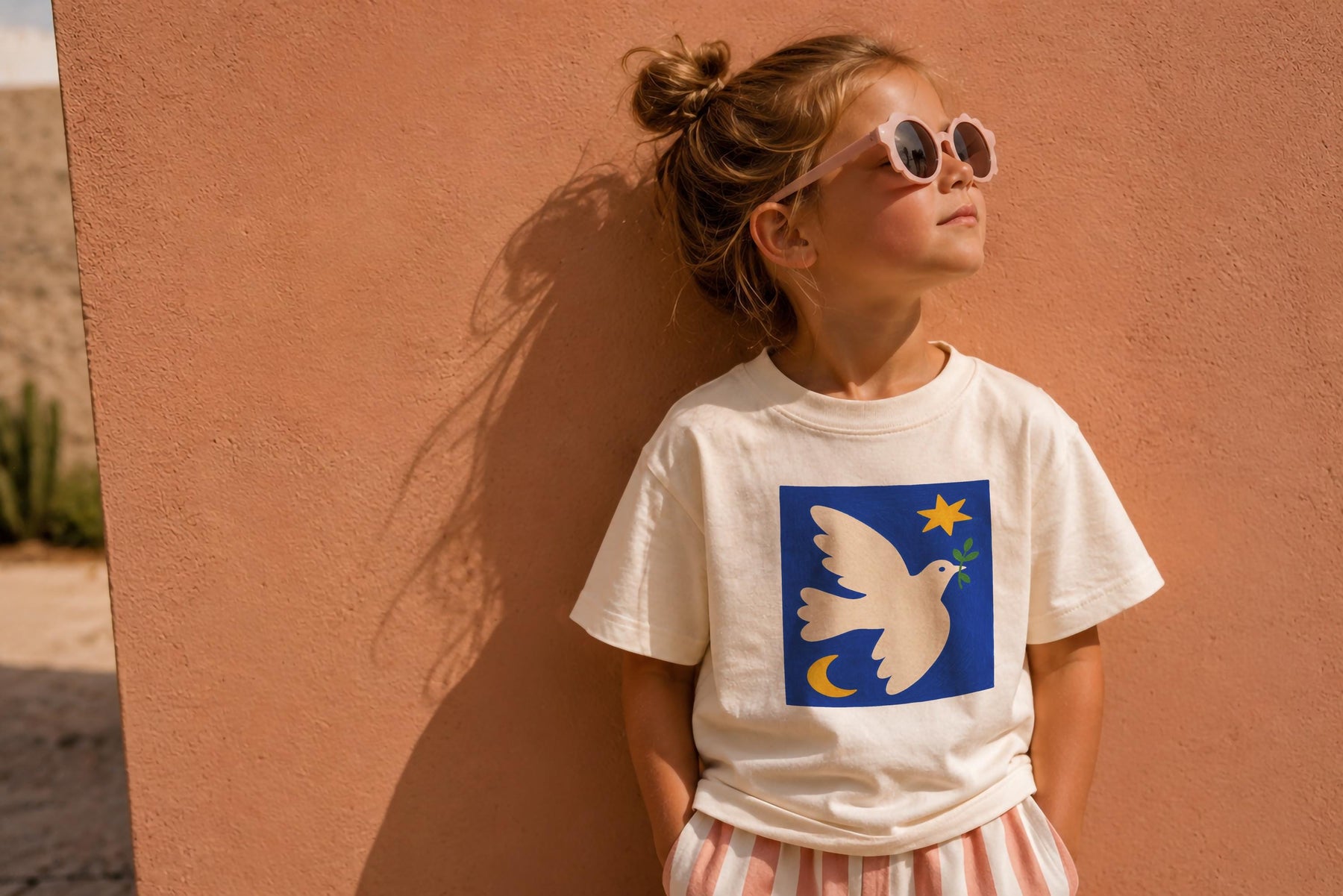 Folk Art Bird Kids T-Shirt | Organic Cotton, Hand-Painted Peace Dove Graphic Tee