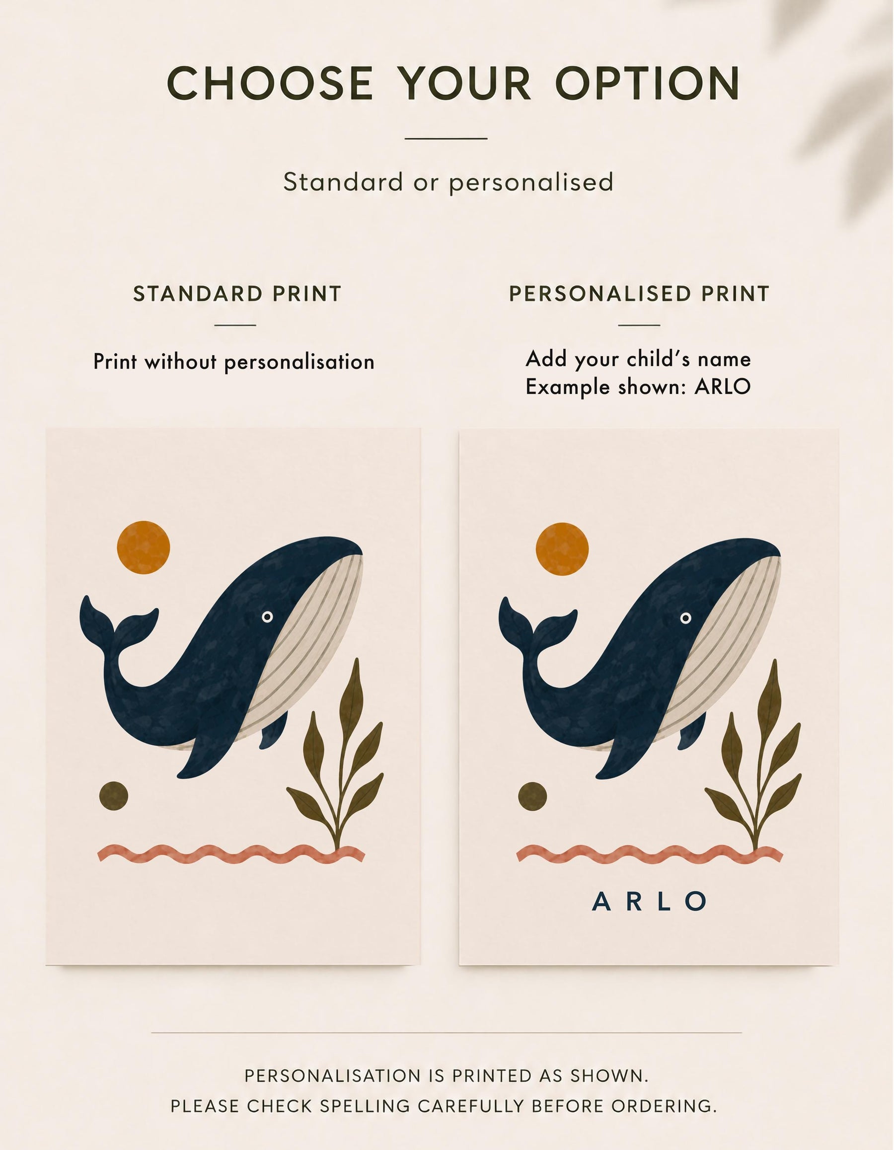 Personalised Whale Nursery Print | Ocean Animal Illustrated Wall Art | Framed or Unframed
