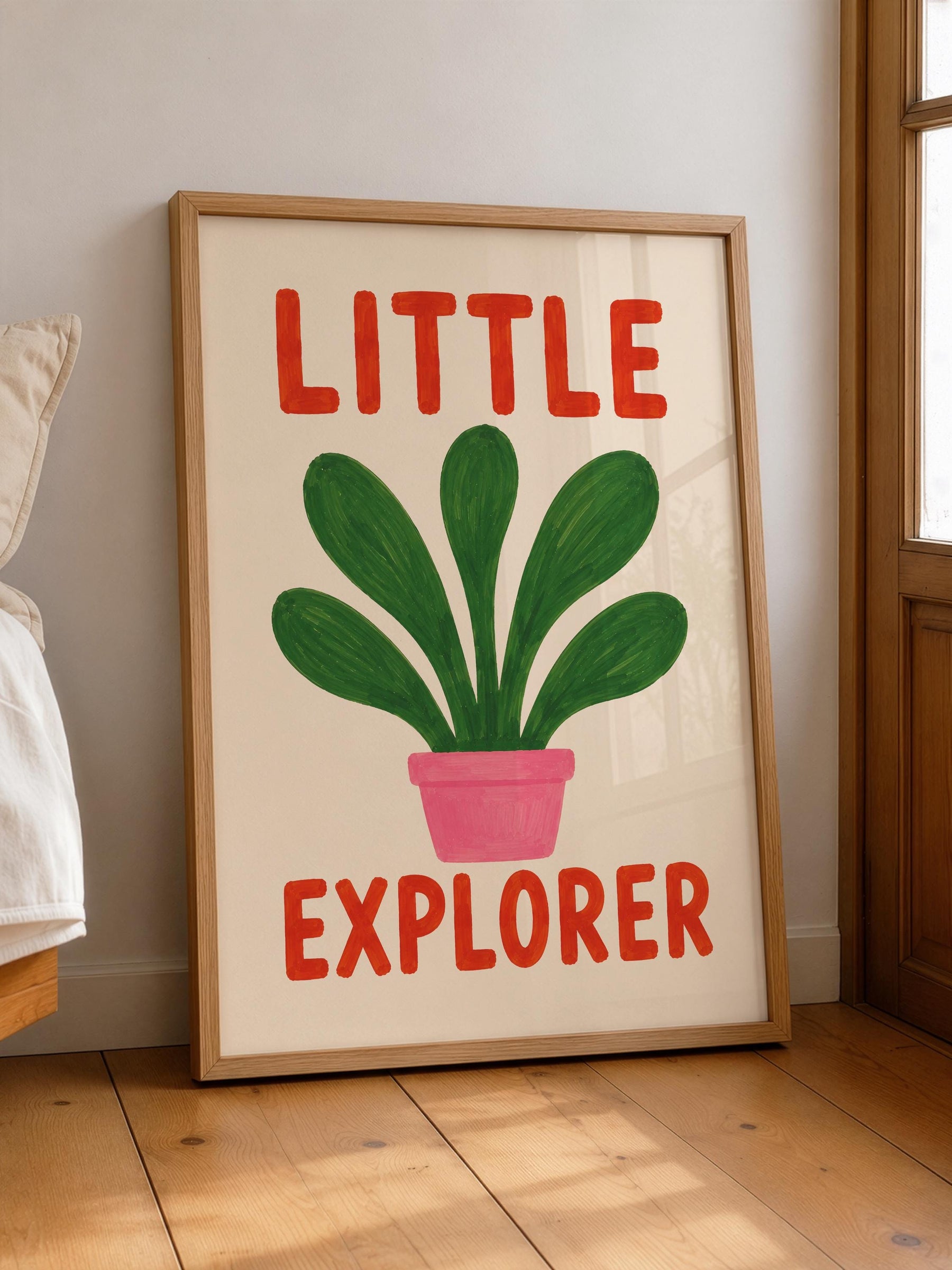 Little Explorer Print | Hand-Painted Botanical Nursery Wall Art, Kids Room Decor | Framed or Unframed