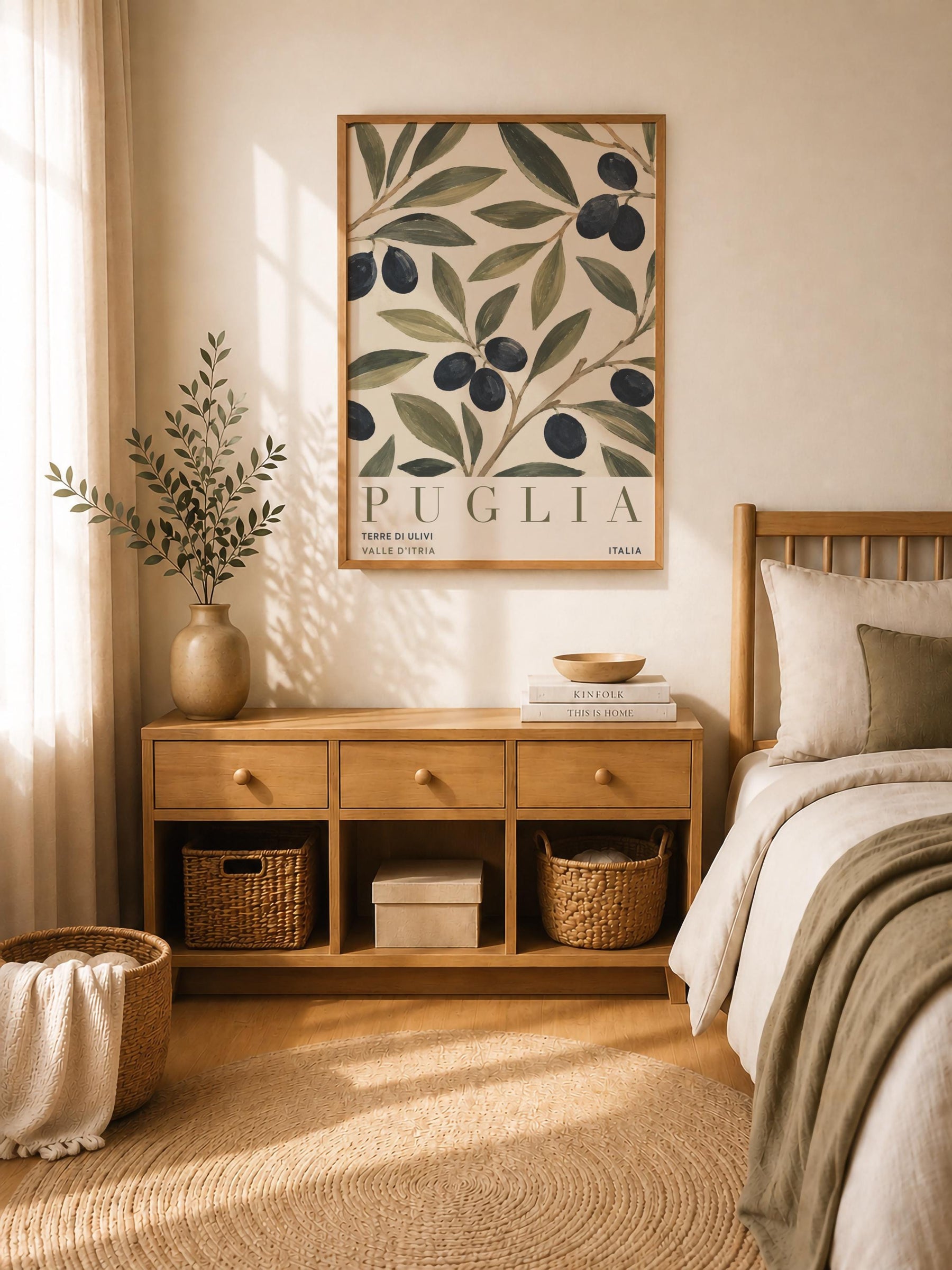 Puglia Olive Branch Print | Italian Botanical Travel Poster | Framed or Unframed