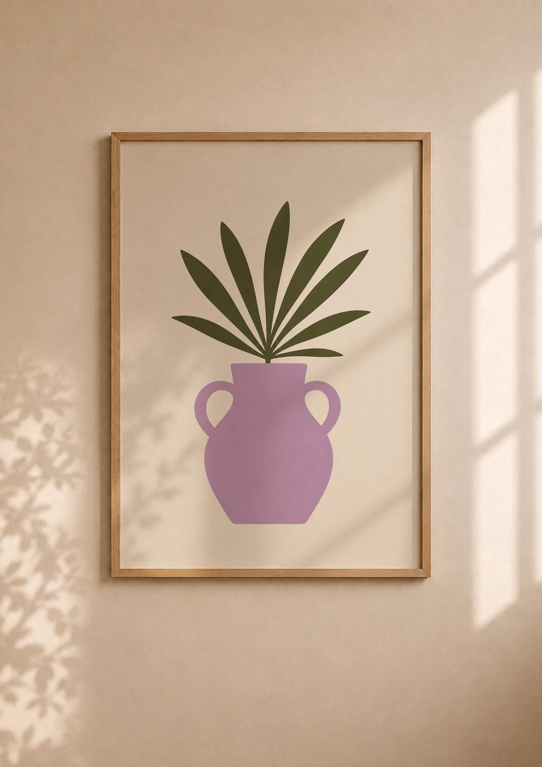 Palmera Palm Frond Vase Print | Modern Botanical Wall Art | Framed or Unframed