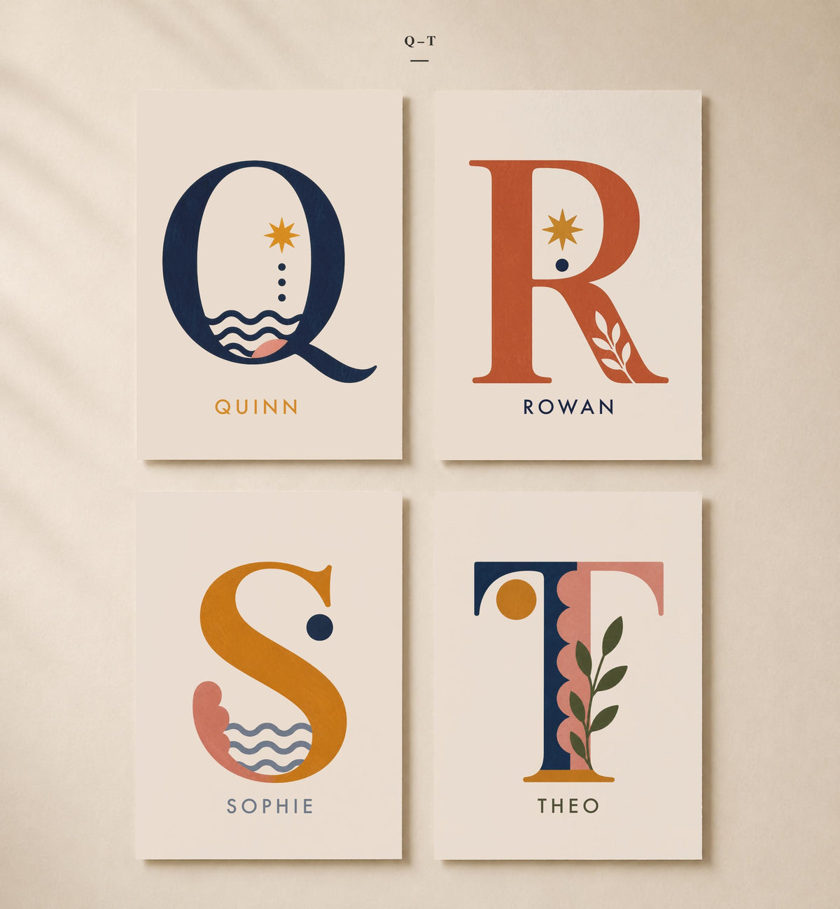 Personalised Hand-Painted Alphabet Name Print | Nursery Kids Room Letter Wall Art | Framed or Unframed