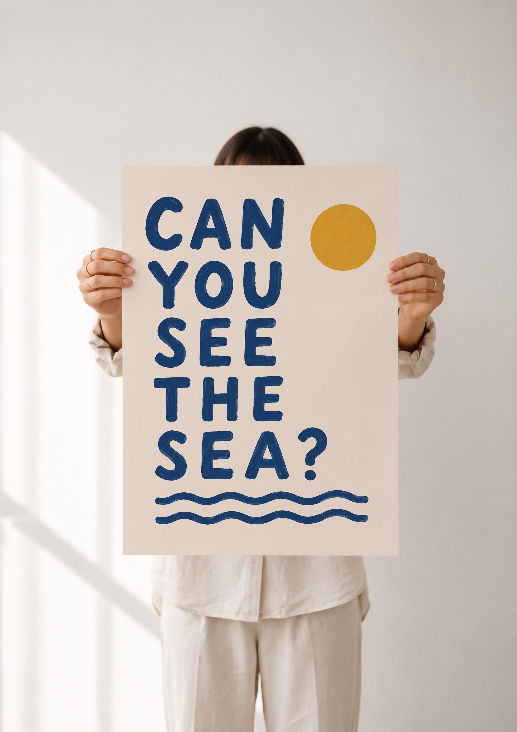 Can You See the Sea Print | Coastal Beach House Typography Wall Art | Framed or Unframed