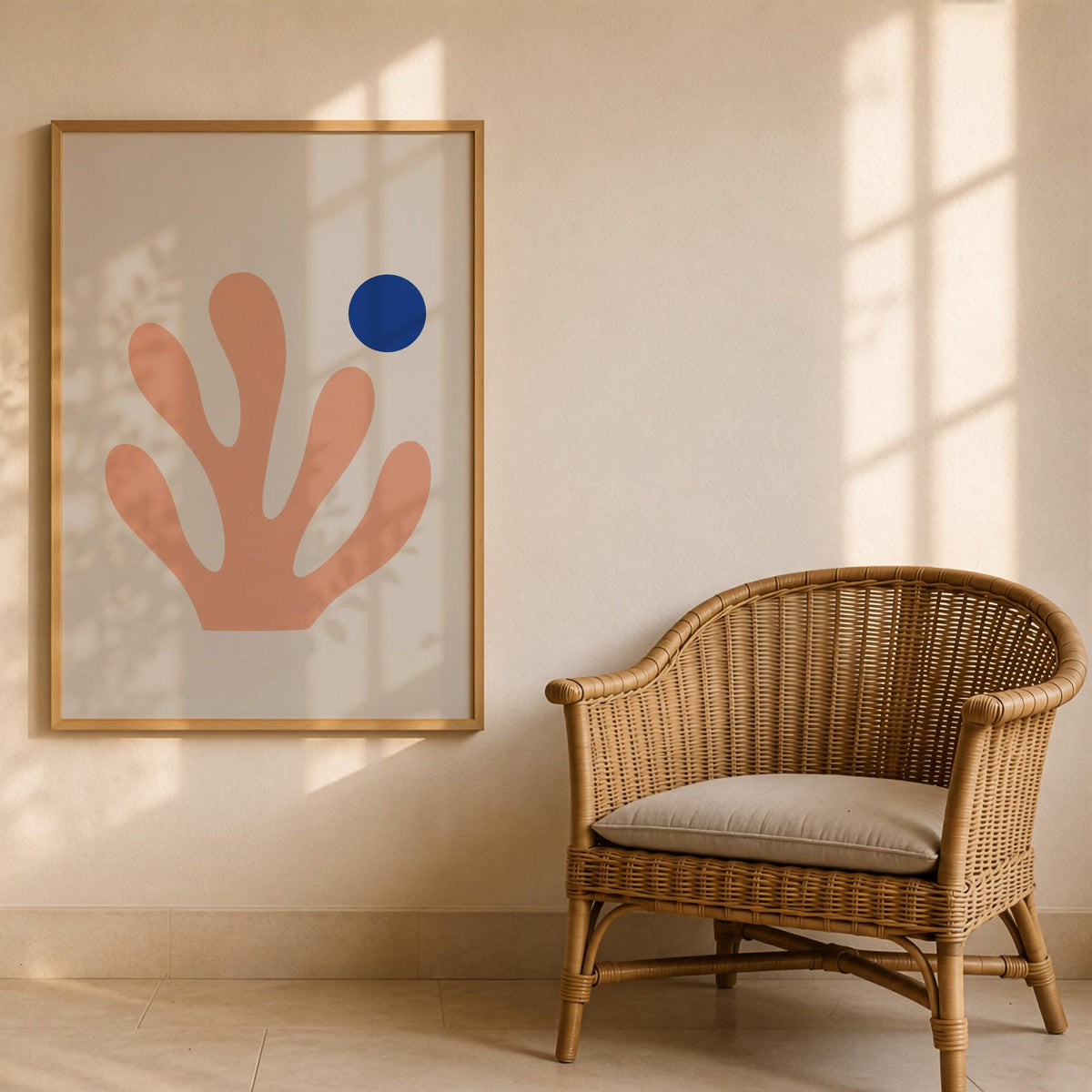 Maris Pink Coral Print | Blue Pearl Coastal Botanical Wall Art | Framed or Unframed