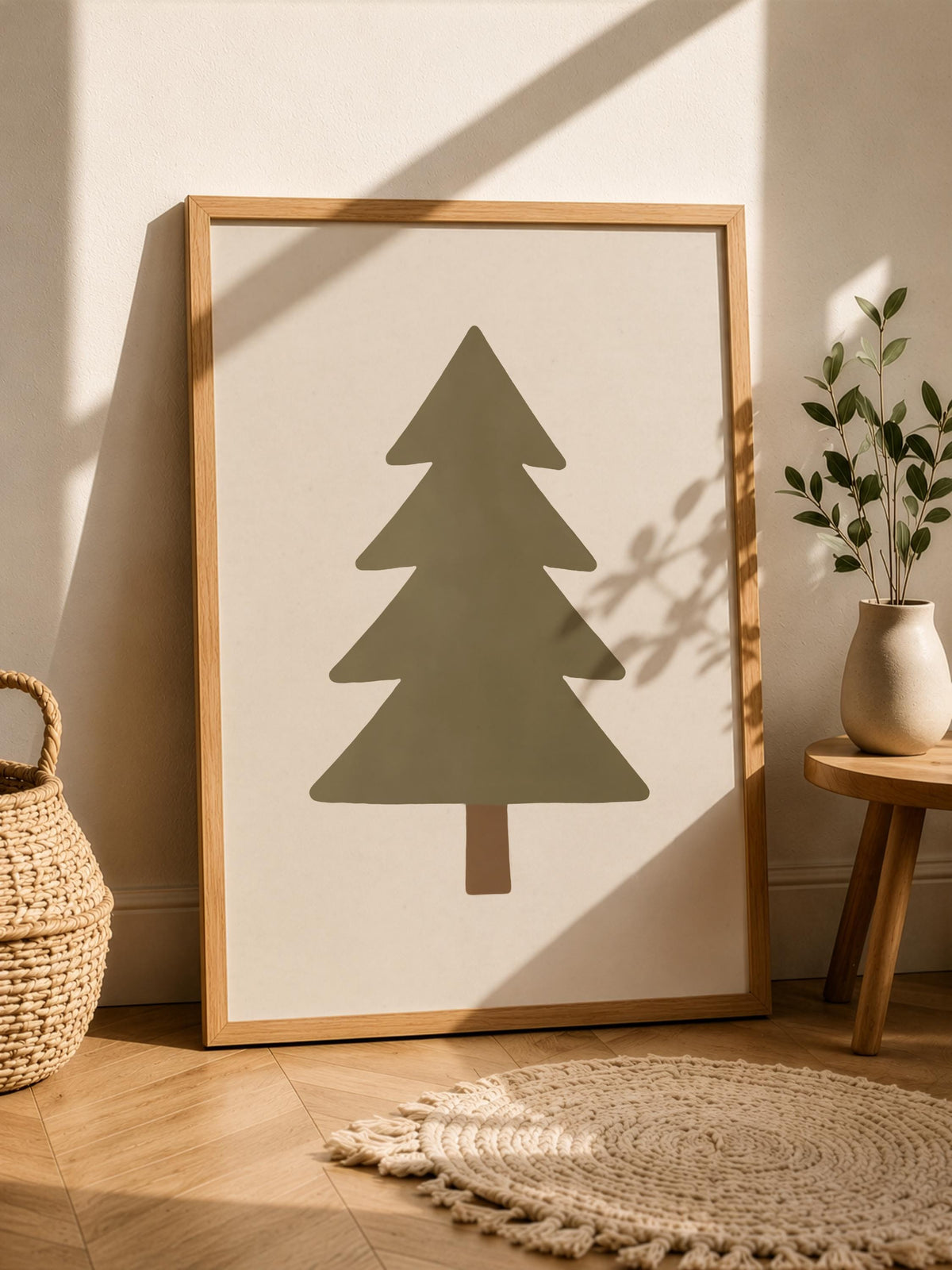 Pine Tree Print | Hand-Painted Minimalist Nature Wall Art | Framed or Unframed