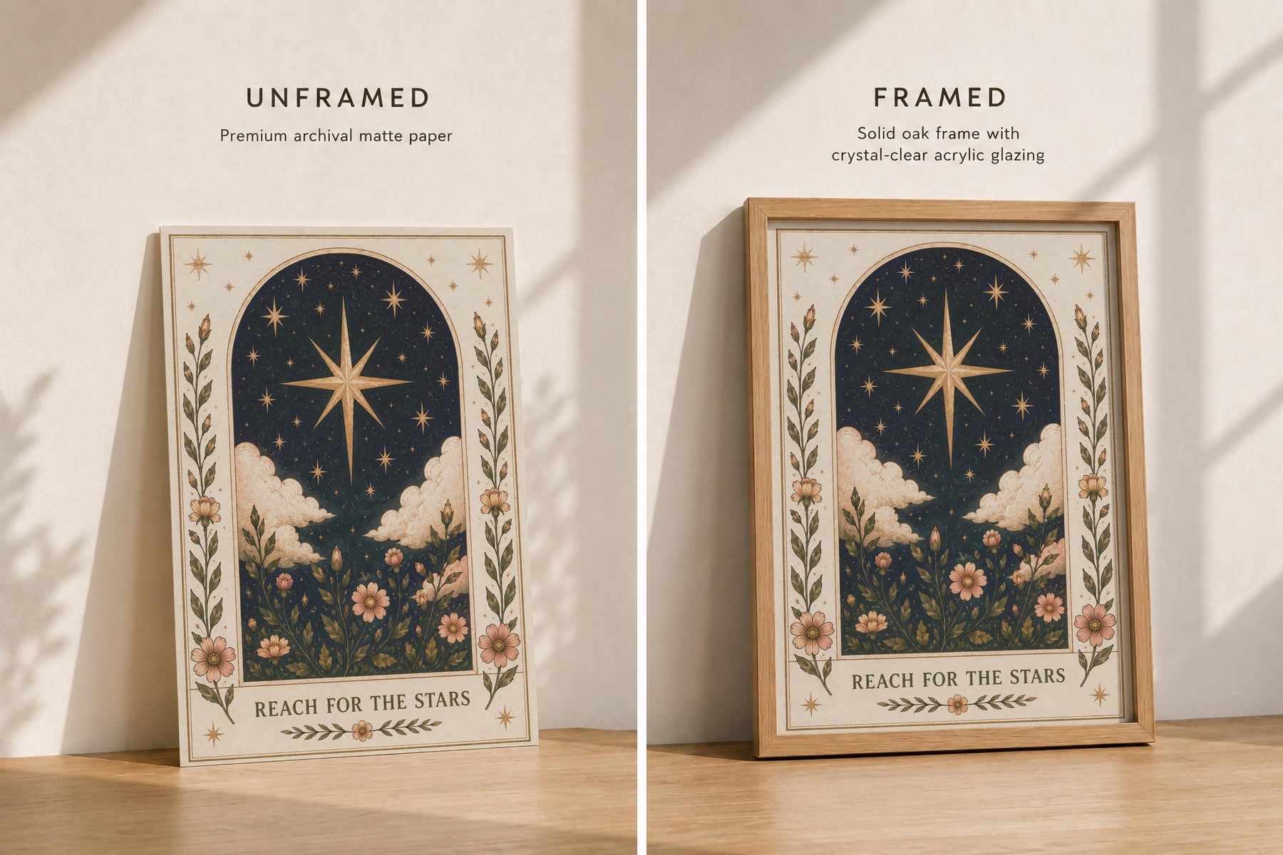 Celestial Starry Sky Print | Positive Message Inspirational Folk Art Illustration | Framed or Unframed