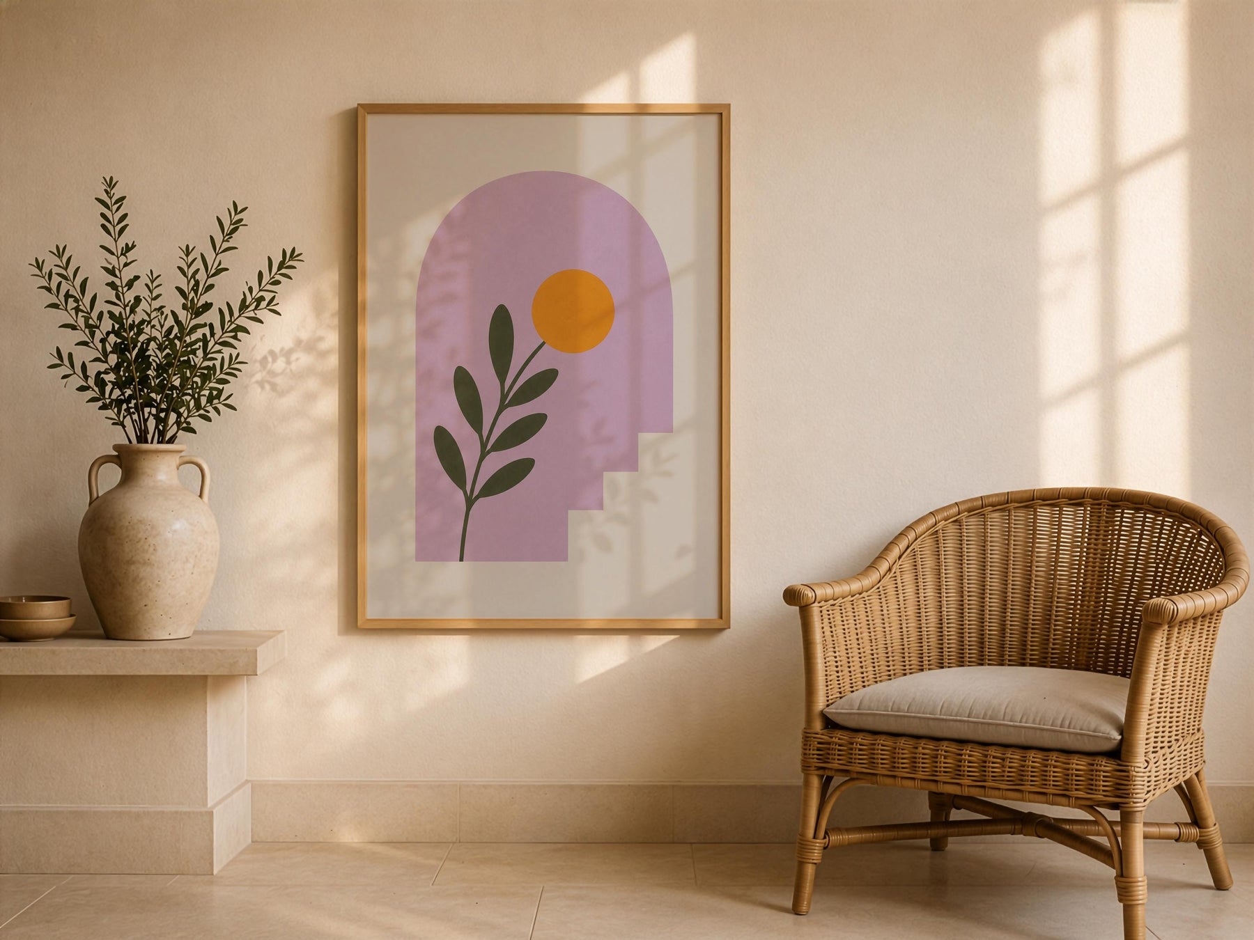 Alcove Floral Archway Print | Minimalist Botanical Mediterranean Wall Art | Framed or Unframed