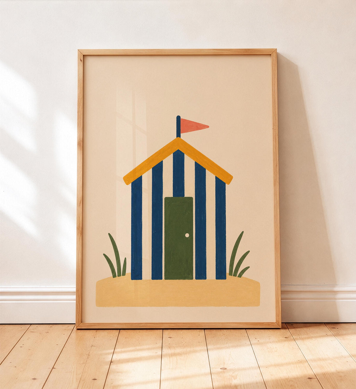 Hand-Painted Beach Hut Print | Colourful Coastal Beach House Decor | Framed or Unframed
