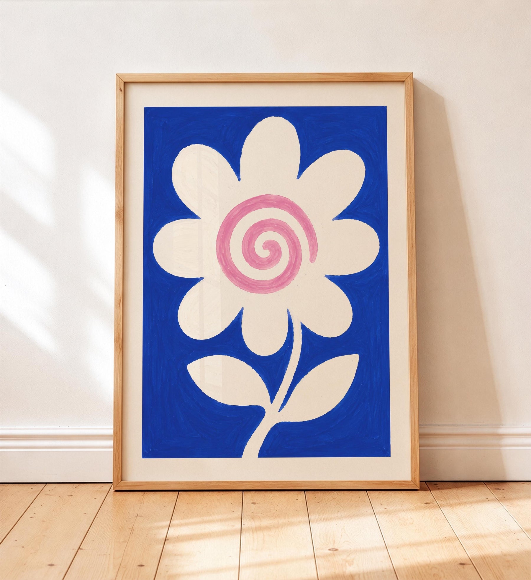 Hand-Painted Floral Print | Scandinavian Folk Art, Modern Botanical Room Decor | Framed or Unframed