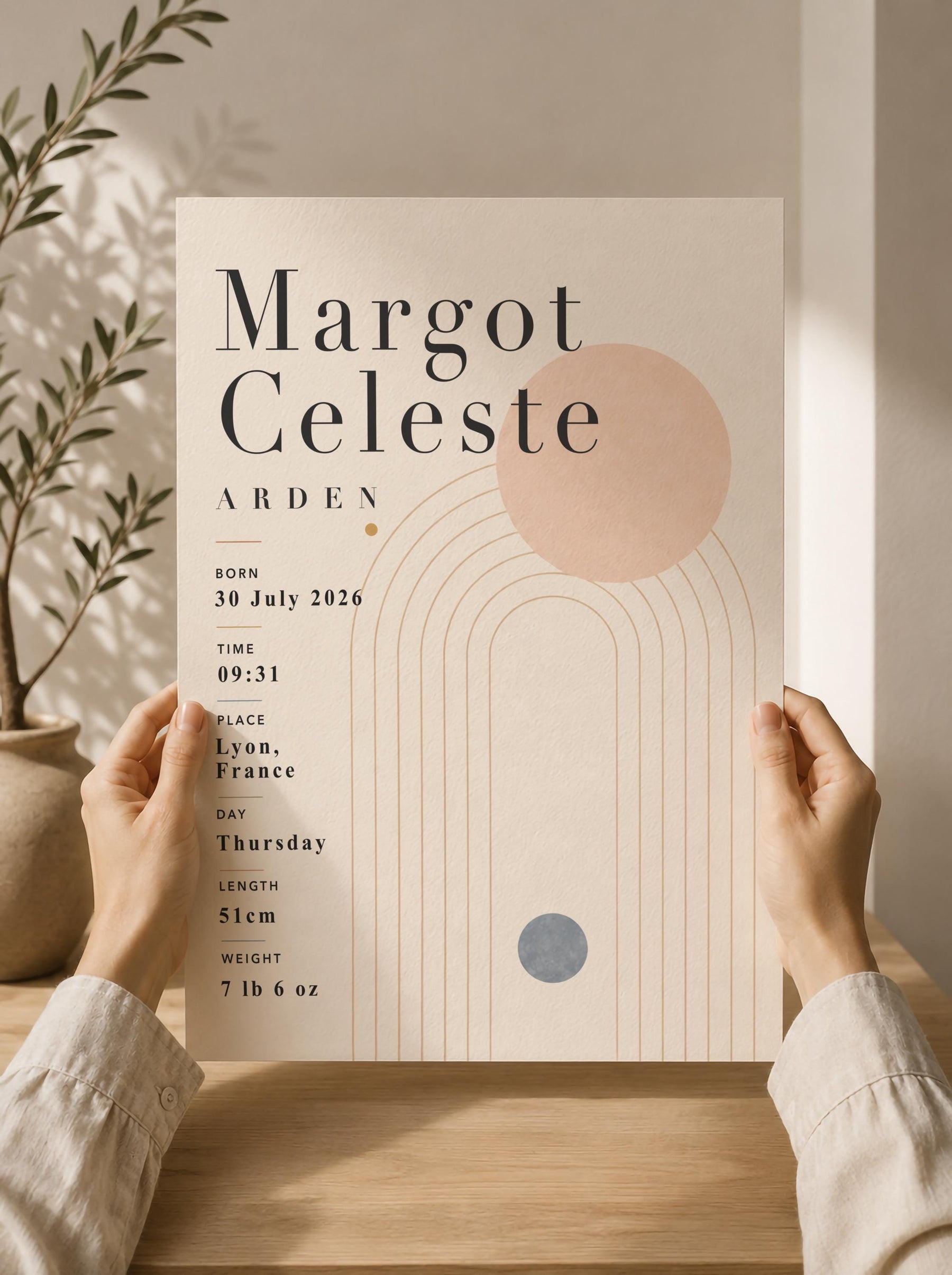 Personalised Birth Record Print | Modern Nursery Wall Art | Framed or Unframed