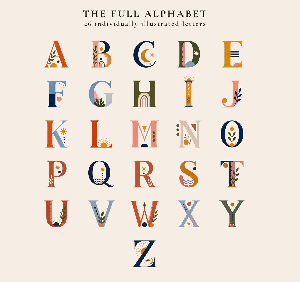 Personalised Hand-Painted Alphabet Name Print | Nursery Kids Room Letter Wall Art | Framed or Unframed