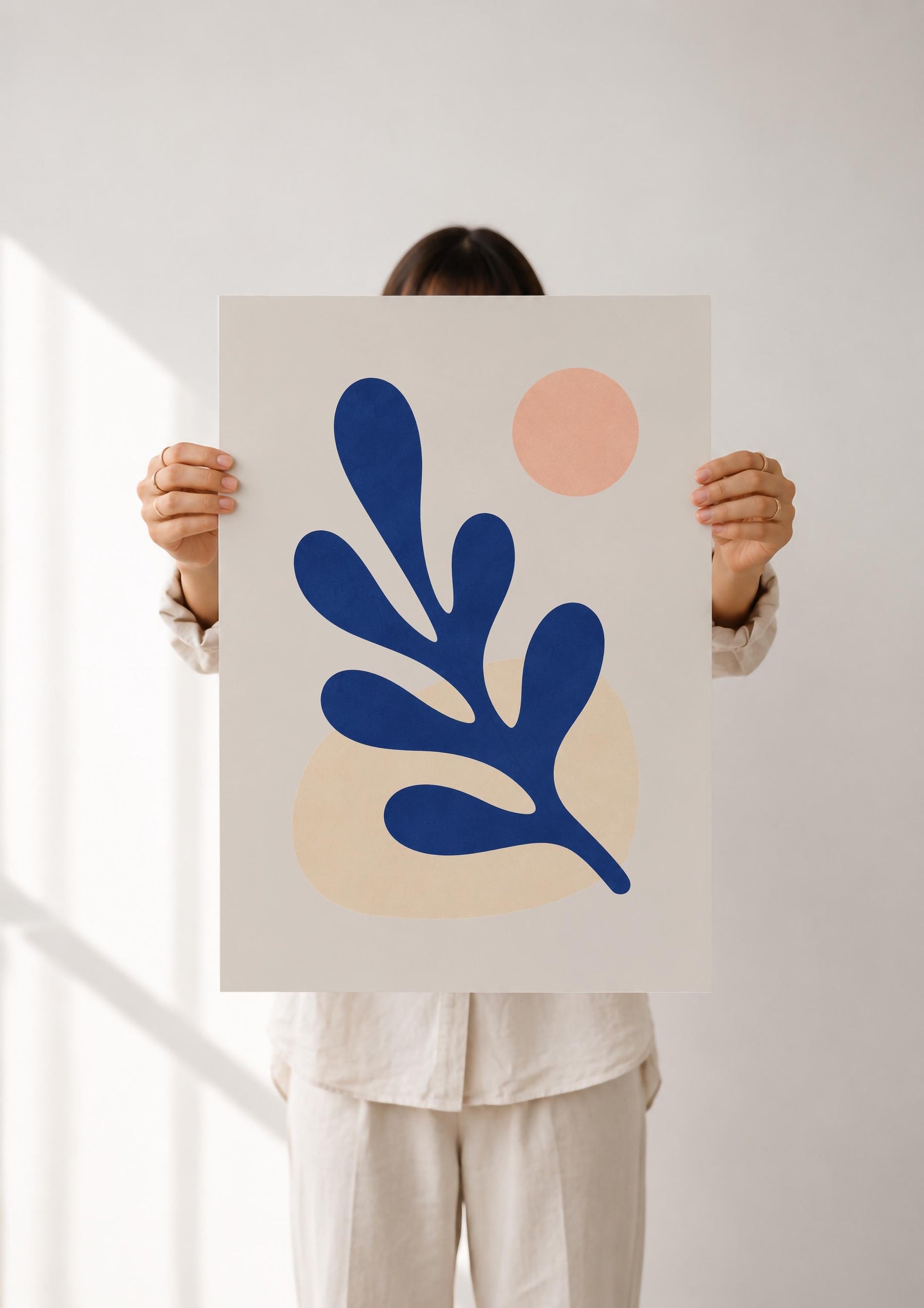 Folia Abstract Botanical Print | Cobalt Blue, Scandinavian Decor | Framed or Unframed