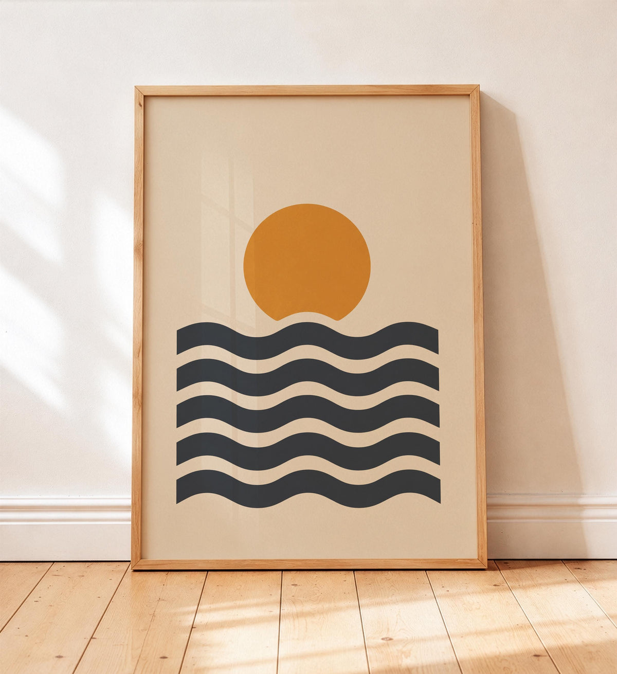 Sunset Waves Print | Scandinavian Coastal Wall Art | Framed or Unframed