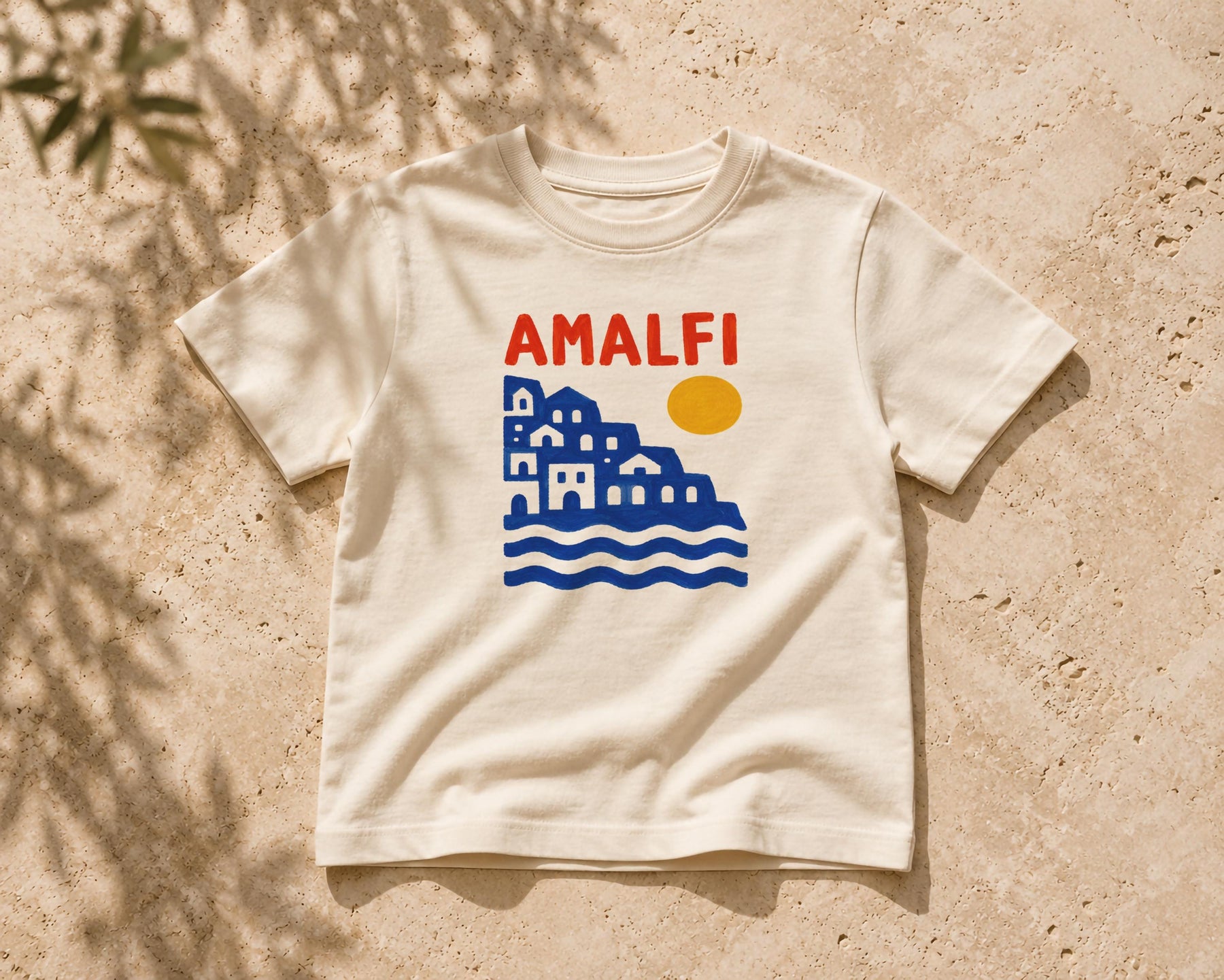 Amalfi Kids T-Shirt – Organic Cotton Bold Graphic Tee, Mediterranean Summer Shirt, Coastal Kids Clothing
