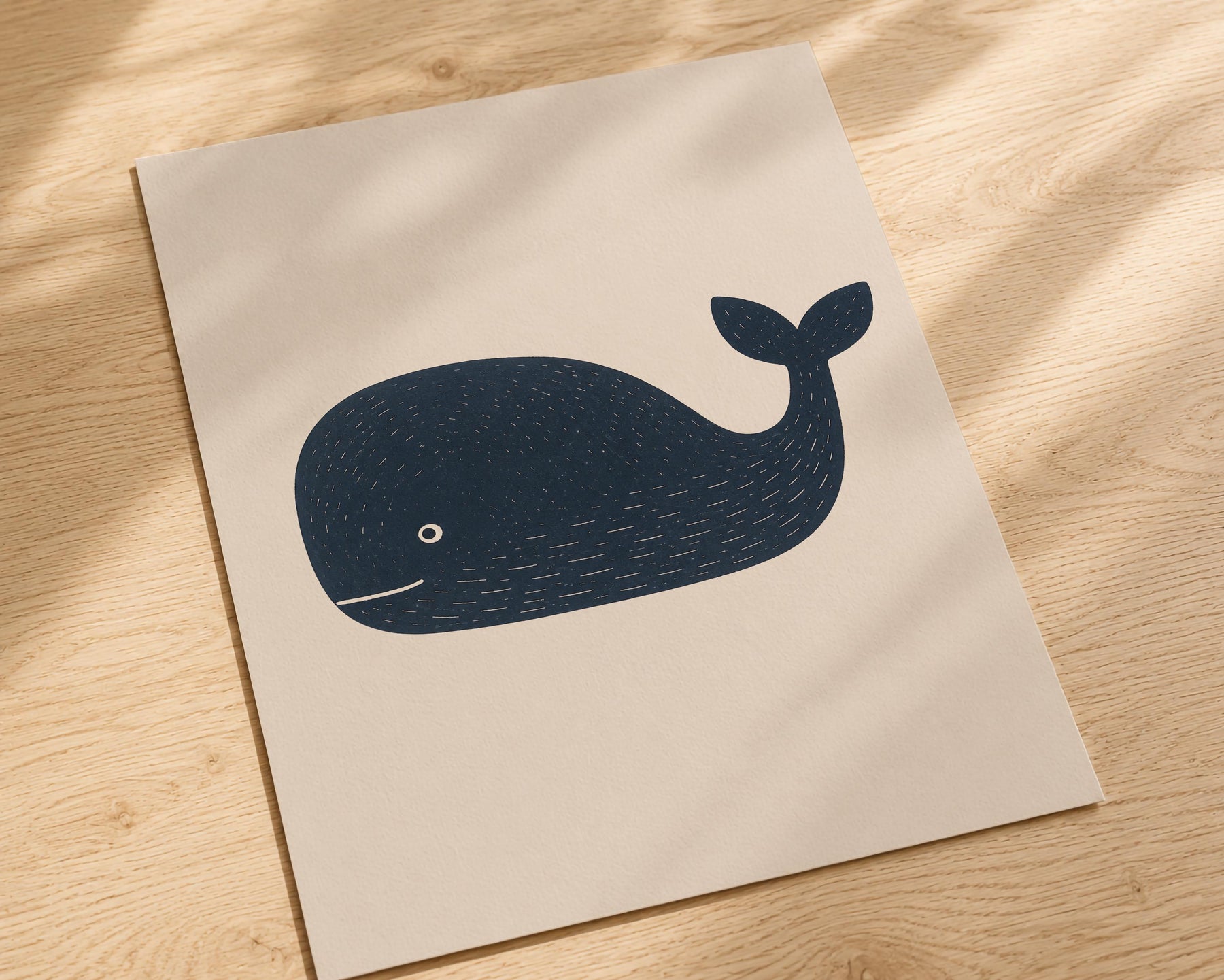 Hand-Painted Whale Print | Scandinavian Coastal Nursery Decor | Framed or Unframed