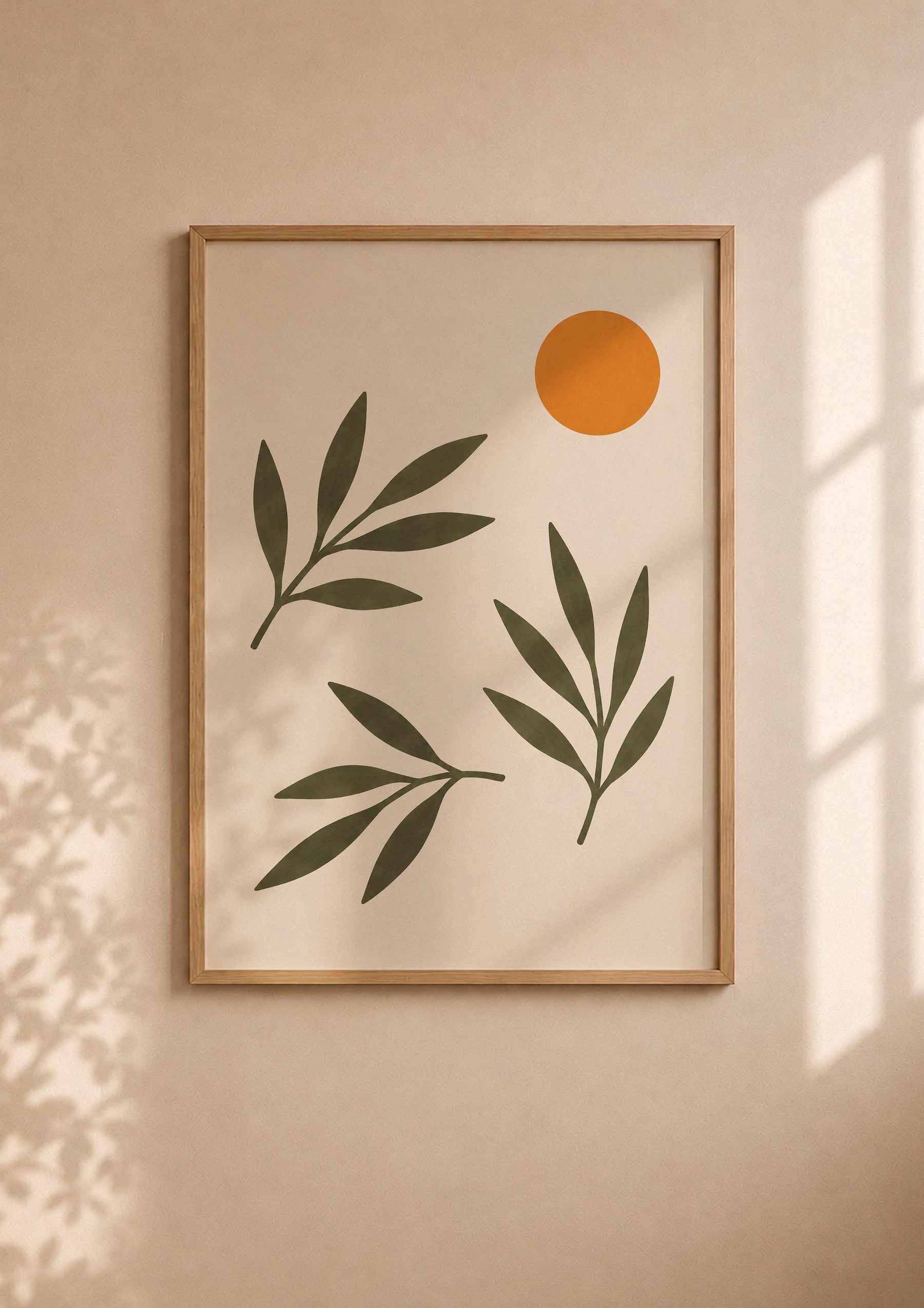 Oasis Olive Branch Print | Hand-Painted Botanical Art, Mediterranean Wall Decor | Framed or Unframed