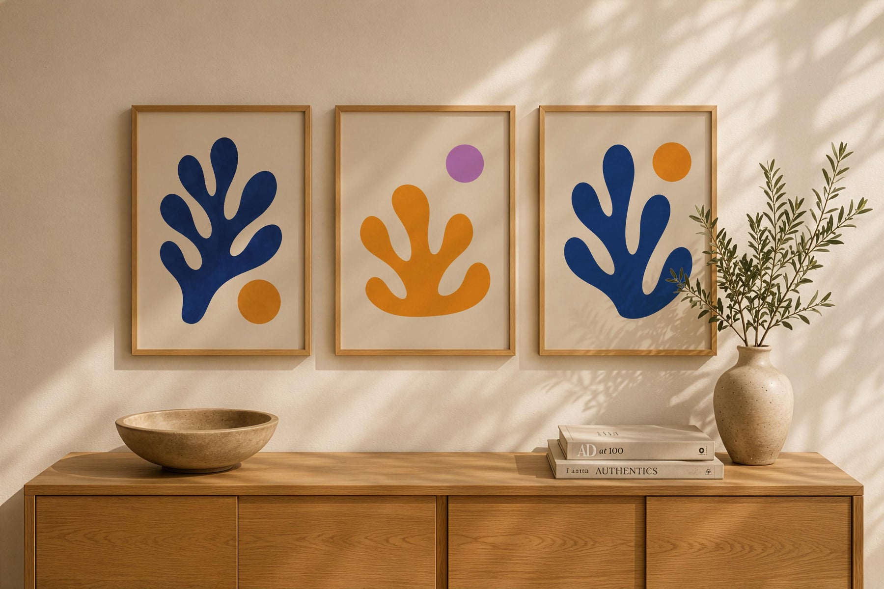 Tide Abstract Blue Coral Print | Matisse Inspired Coastal Wall Art | Framed or Unframed