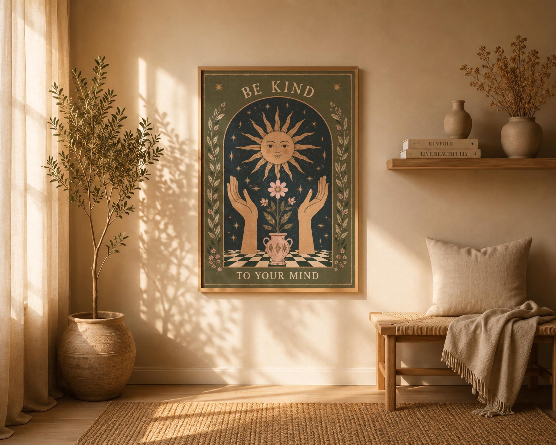 Celestial Sun Folk Art Print | Inspirational Illustrated Wall Decor | Framed or Unframed