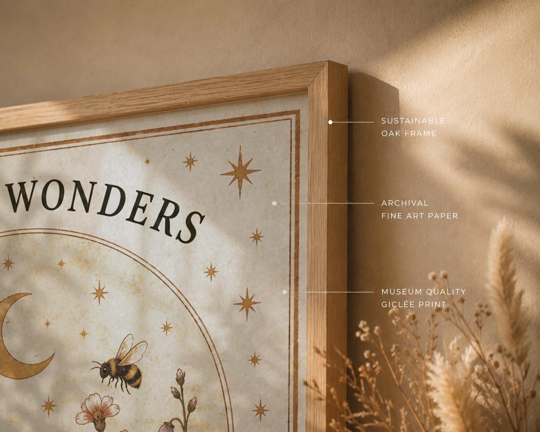 Small Wonders Nature Print | Positive Message Folk Illustration Wildflower Wall Art | Framed or Unframed