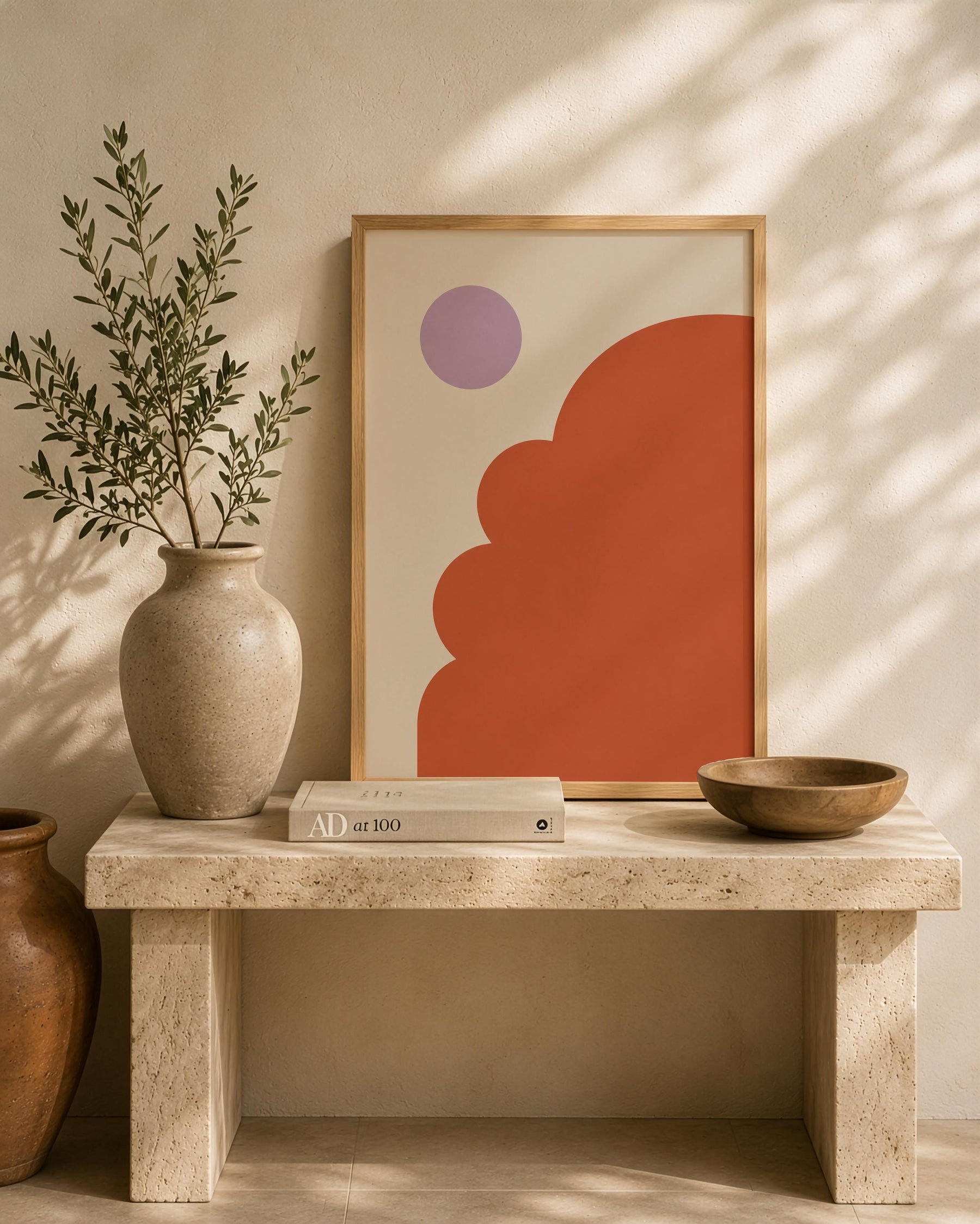 Domo Architectural Print | Terracotta Domes, Minimalist Mediterranean Wall Art | Framed or Unframed