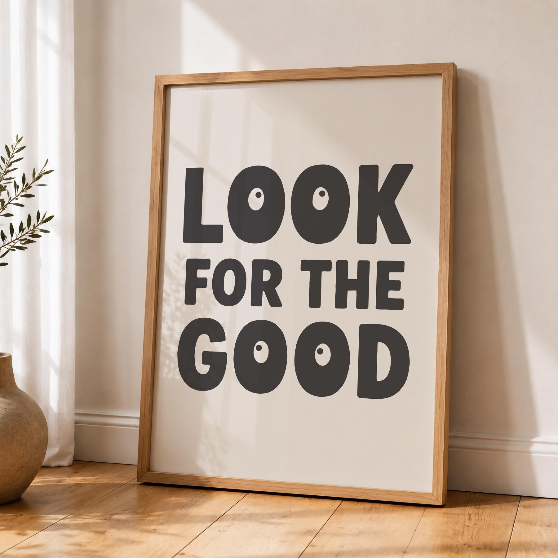 Positive Typography Print | Look For The Good | Modern Hand-Painted Wall Art | Framed or Unframed