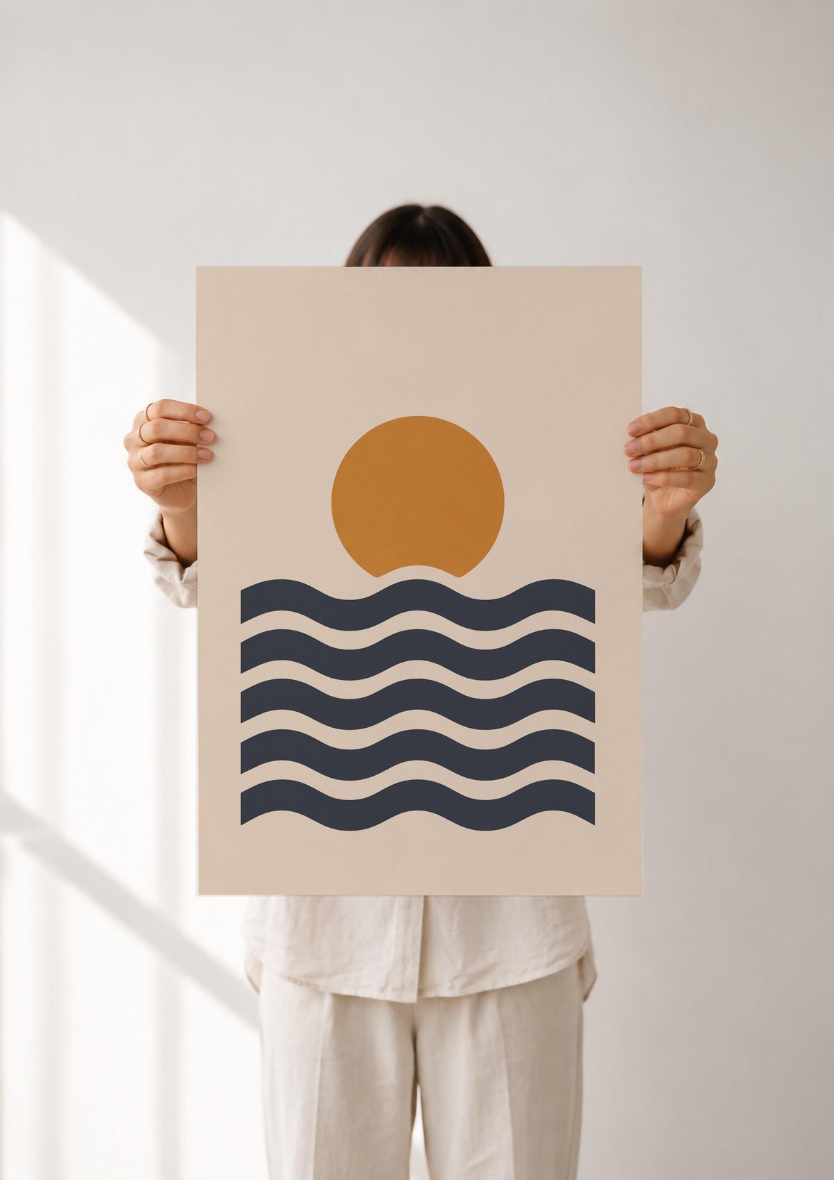 Sunset Waves Print | Scandinavian Coastal Wall Art | Framed or Unframed