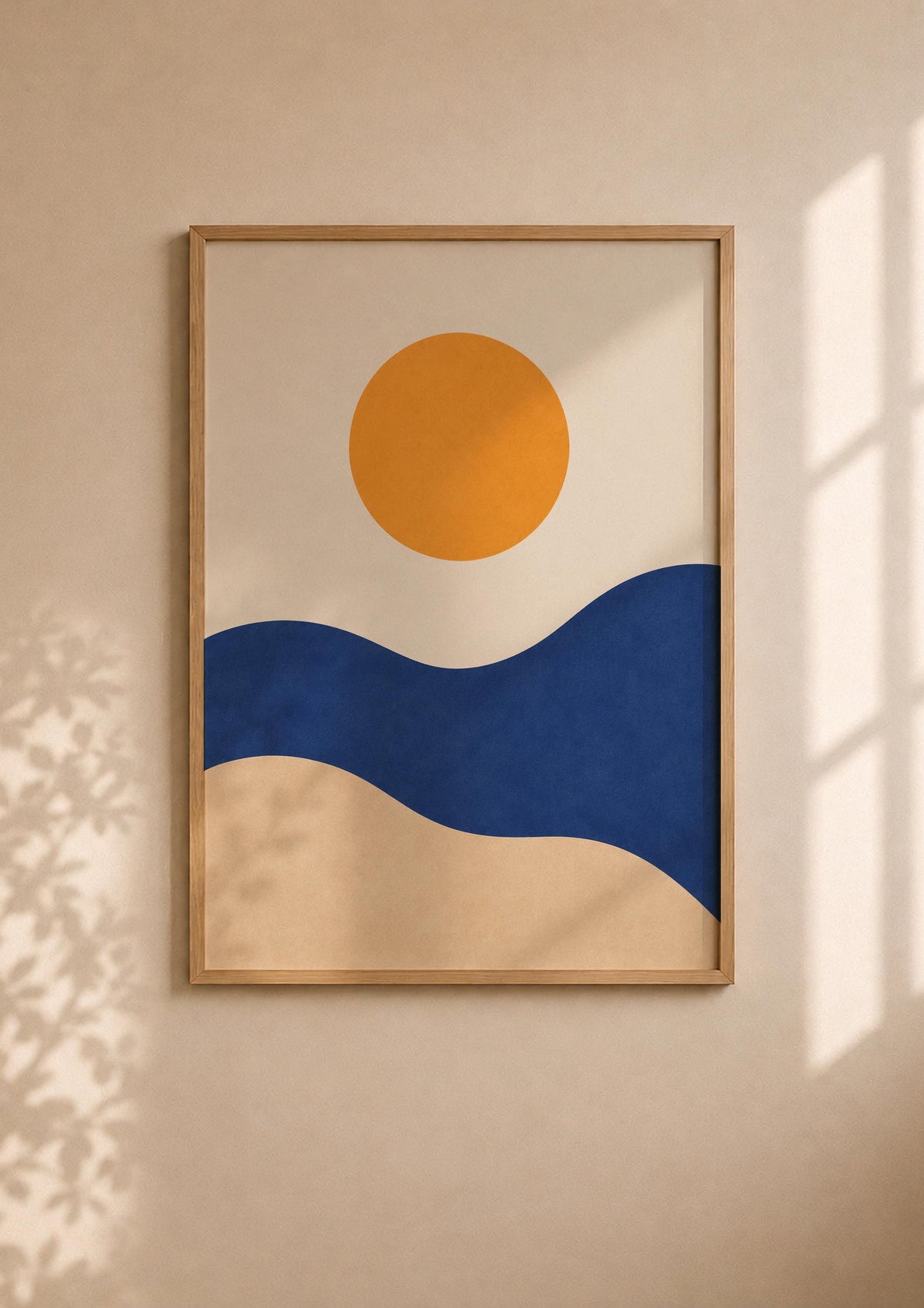 Coastal Dunes Abstract Art Print | Minimalist Mediterranean Sun Sea Wall Decor | Framed or Unframed