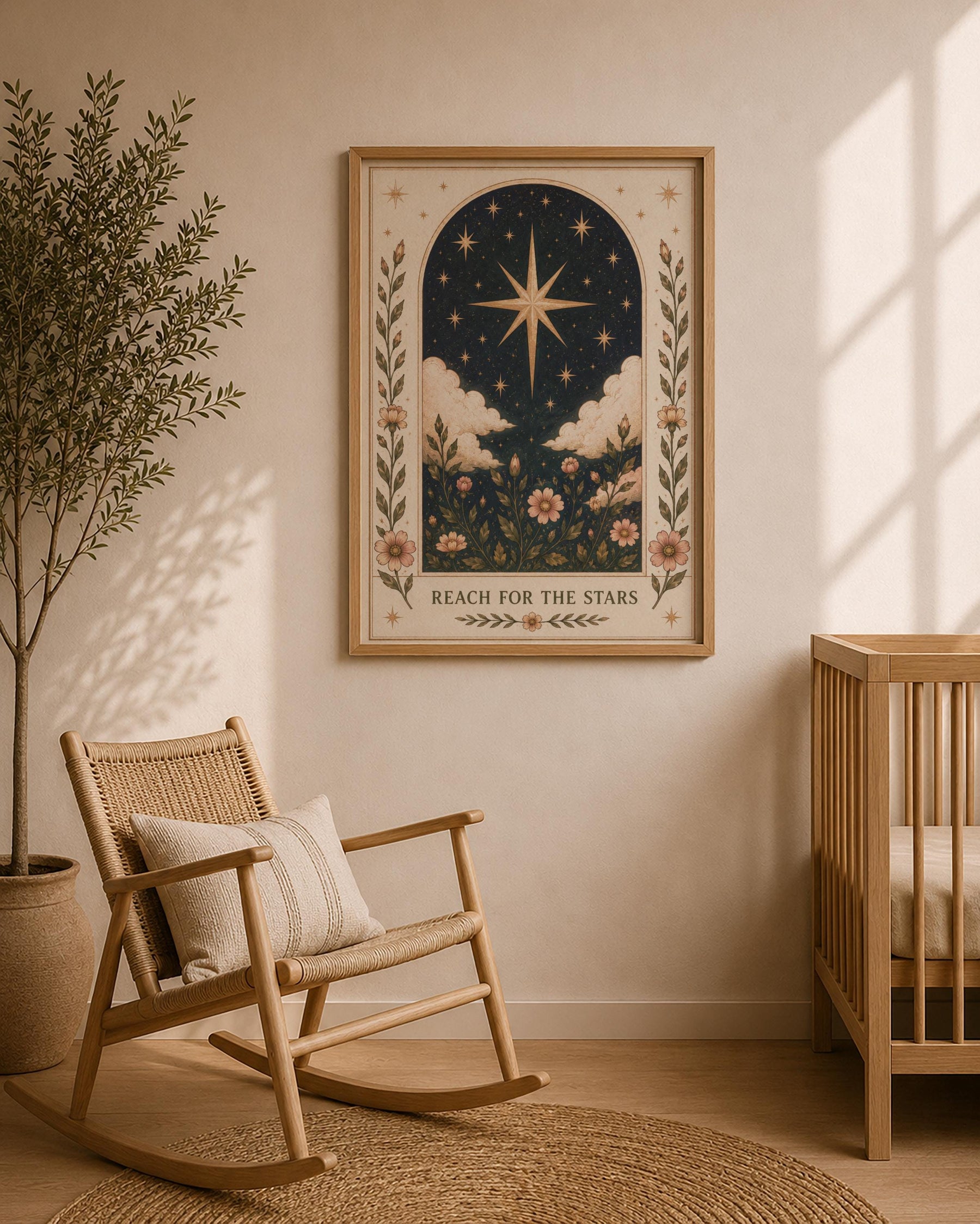 Celestial Starry Sky Print | Positive Message Inspirational Folk Art Illustration | Framed or Unframed