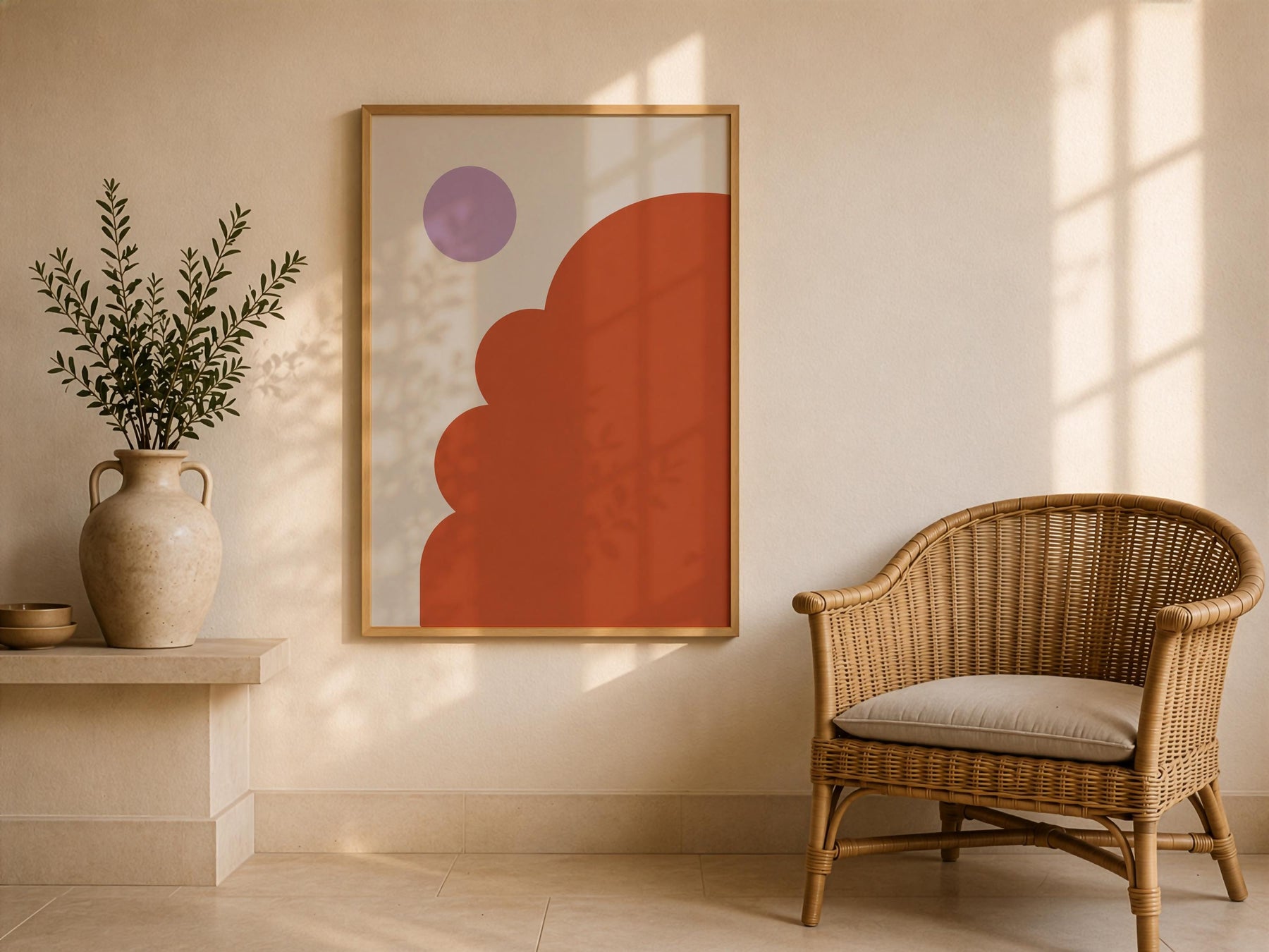 Domo Architectural Print | Terracotta Domes, Minimalist Mediterranean Wall Art | Framed or Unframed