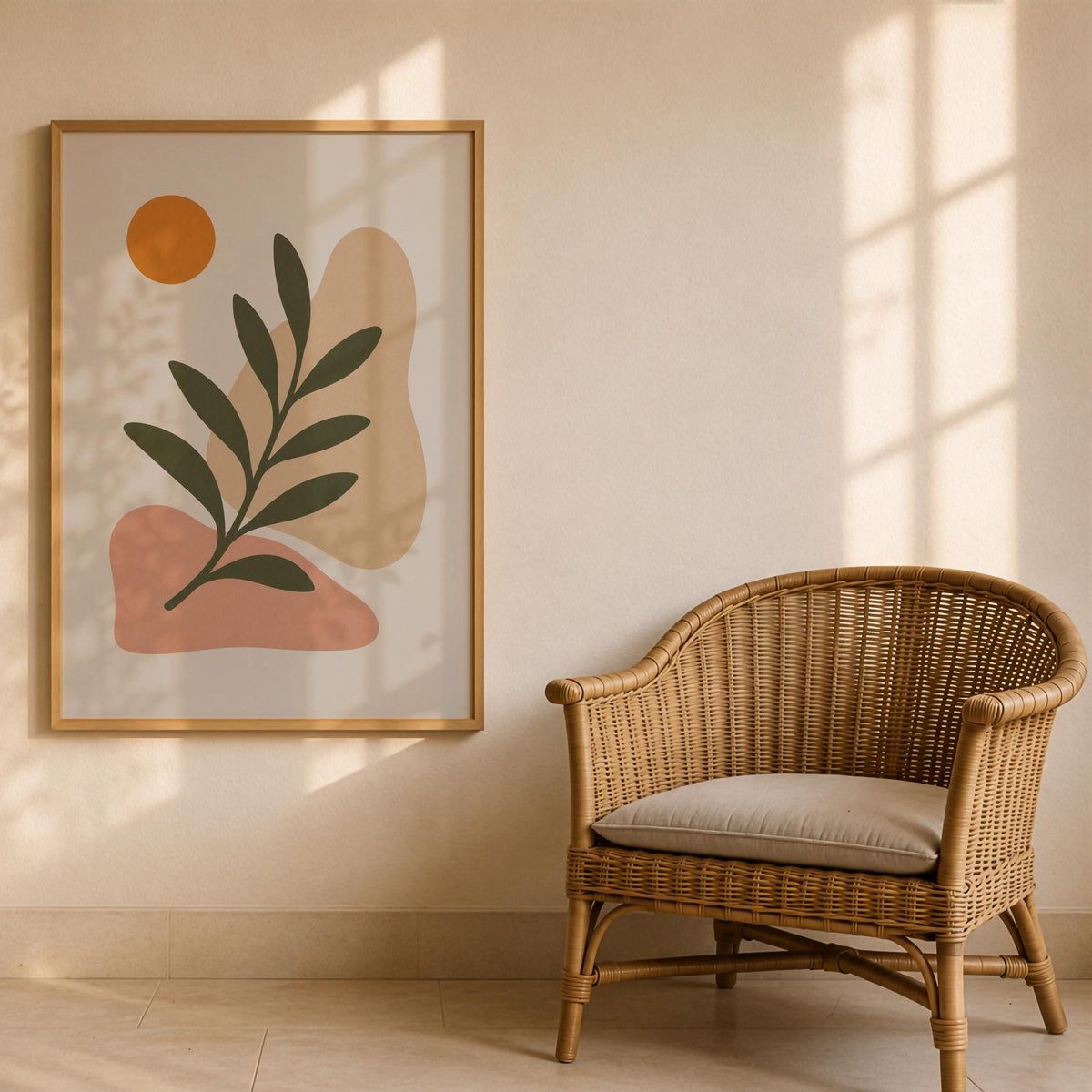 Terraforma Botanical Abstract Print | Minimalist Leaf Wall Art, Mediterranean Decor | Framed or Unframed