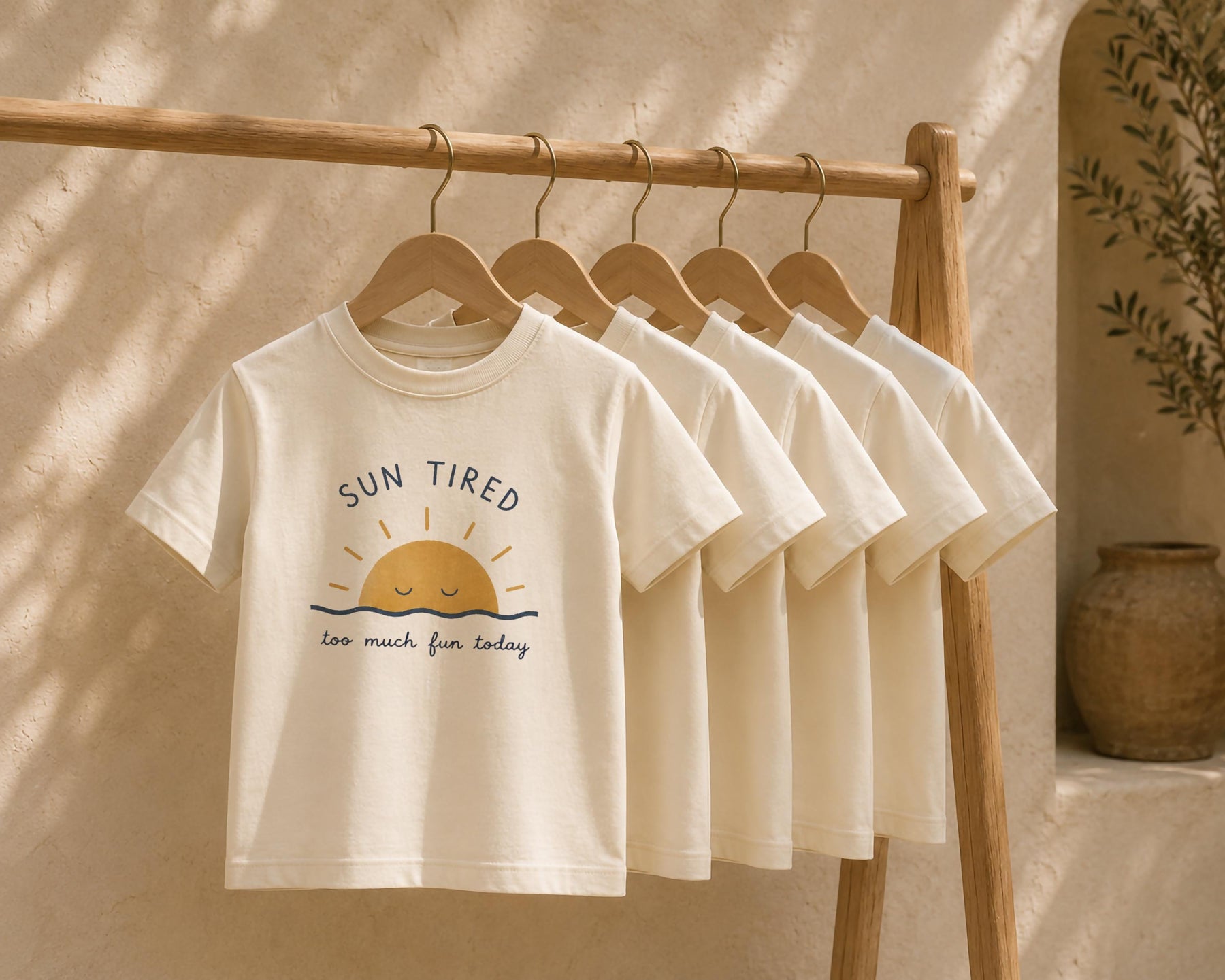 Sun Tired Kids T-Shirt - Organic Cotton Children’s Sunshine Graphic Tee, Summer Kids Clothing