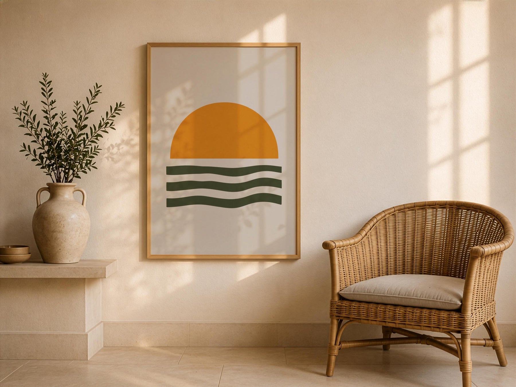 Helios Sunset Sea Print | Minimalist Coastal Abstract Wall Art | Framed or Unframed