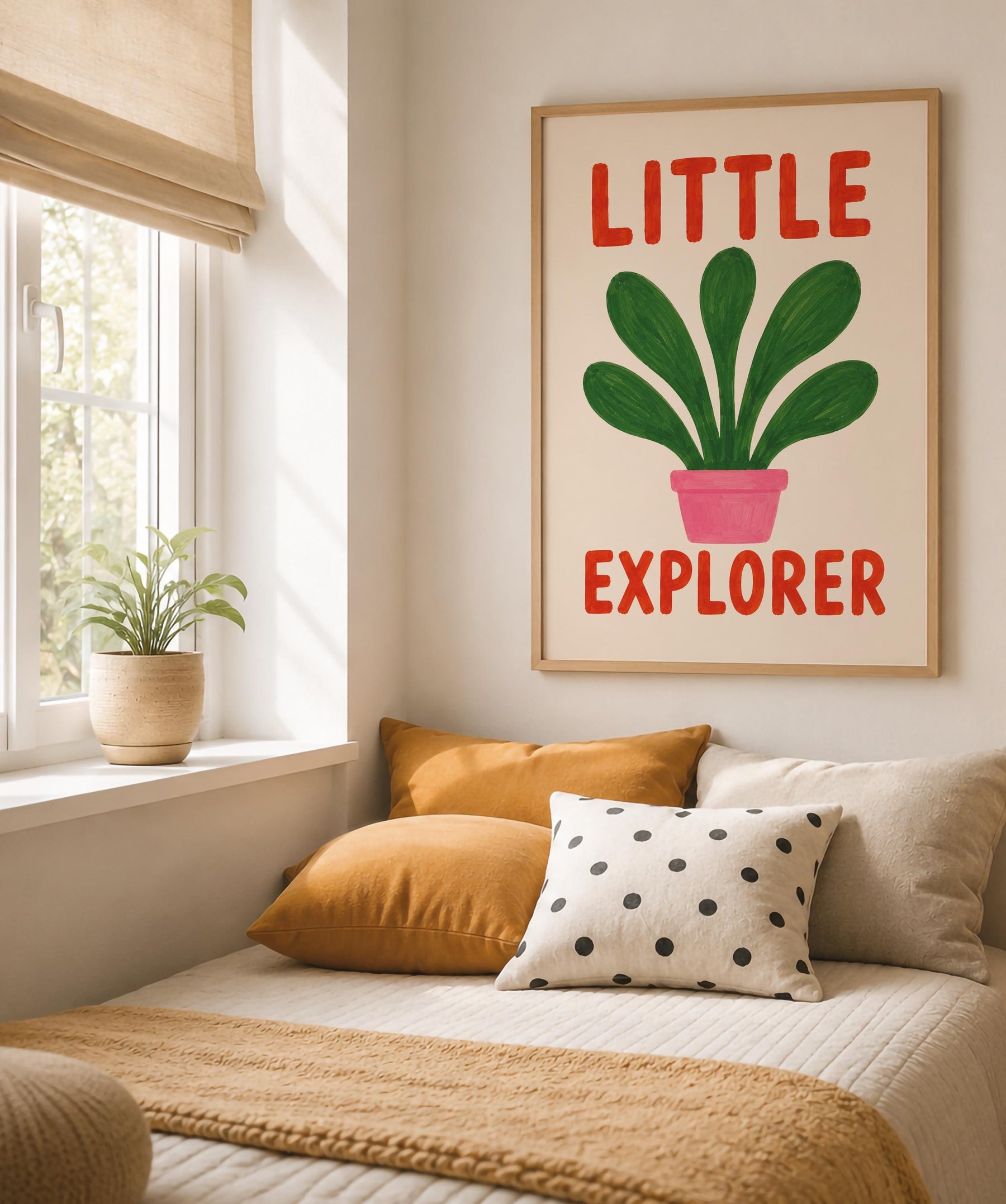 Little Explorer Print | Hand-Painted Botanical Nursery Wall Art, Kids Room Decor | Framed or Unframed