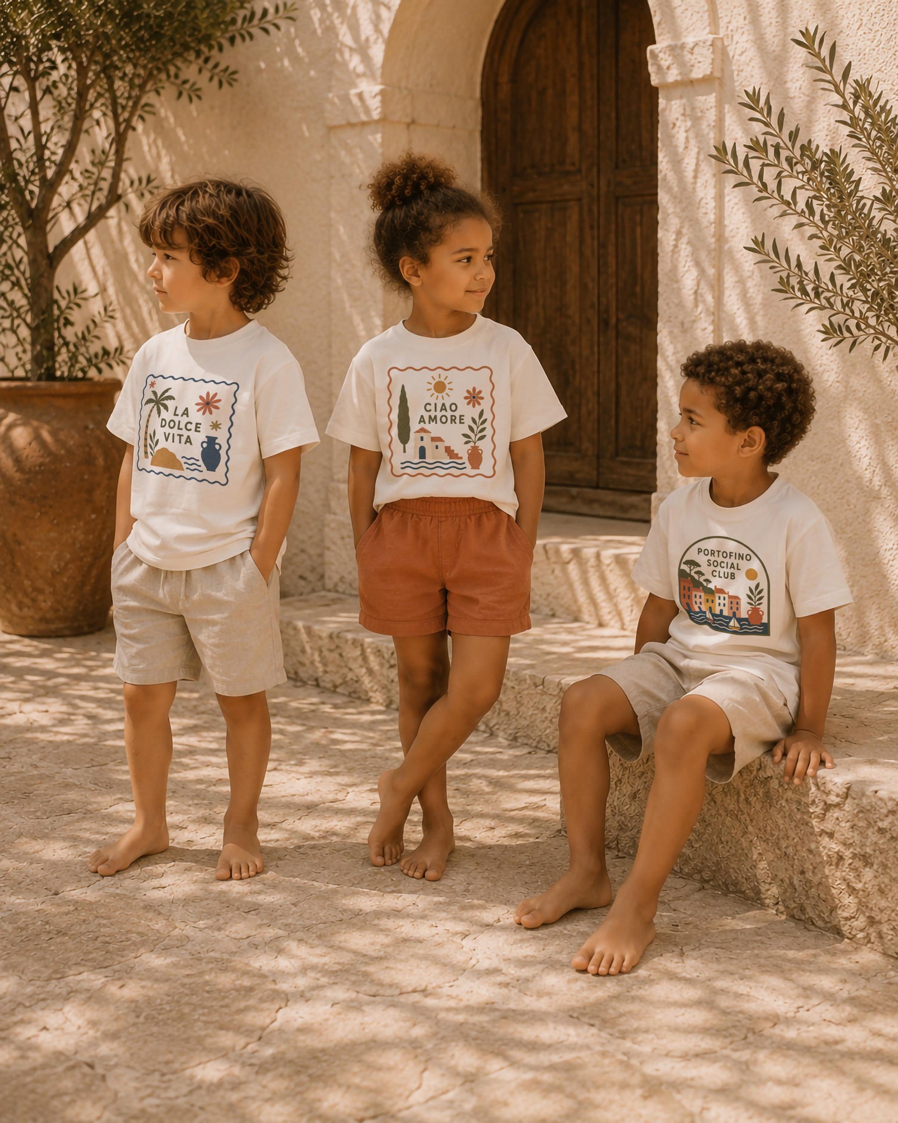 Kids Portofino Social Club T-Shirt | Organic Cotton Italian Riviera Graphic Tee