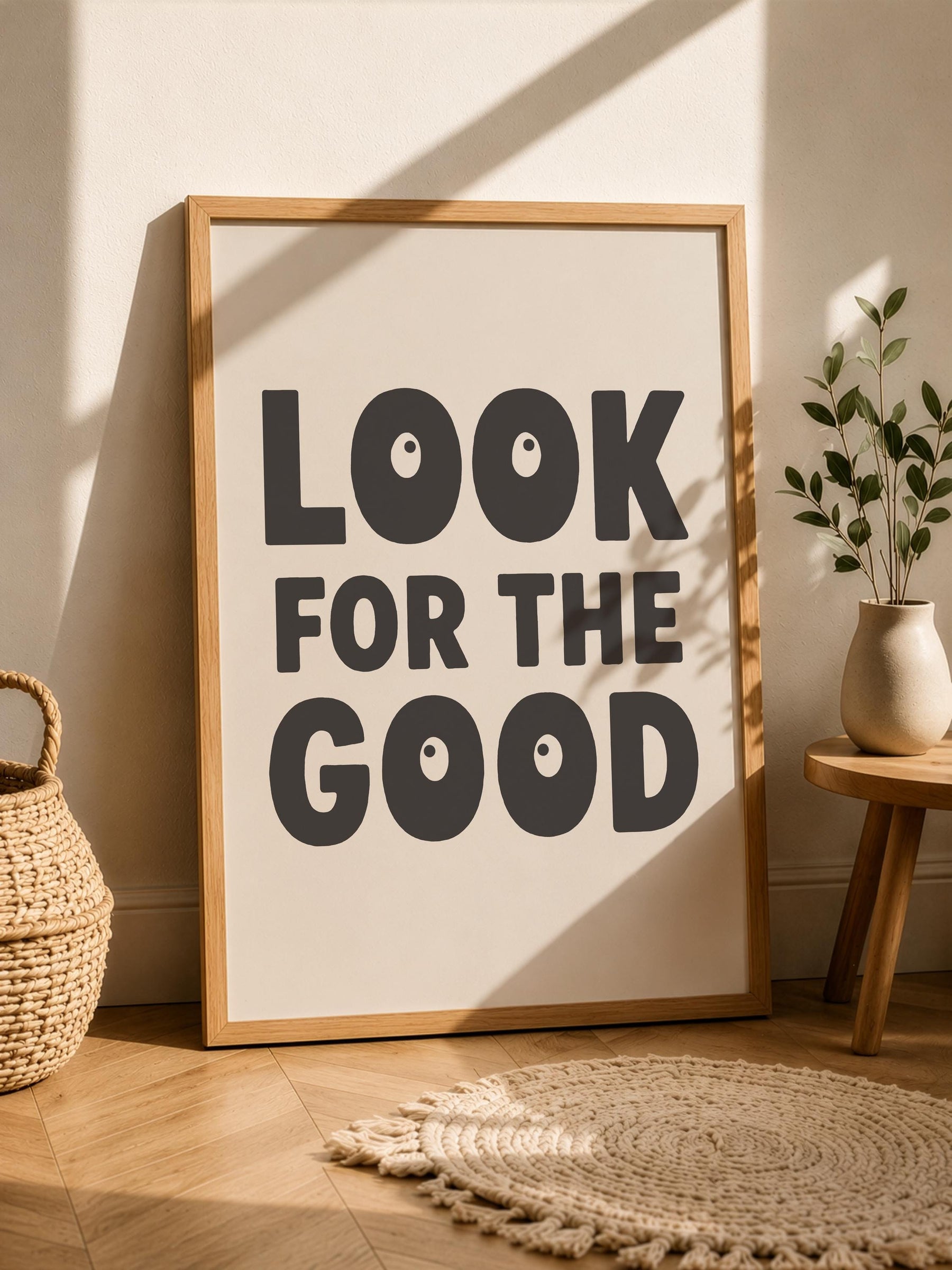 Positive Typography Print | Look For The Good | Modern Hand-Painted Wall Art | Framed or Unframed