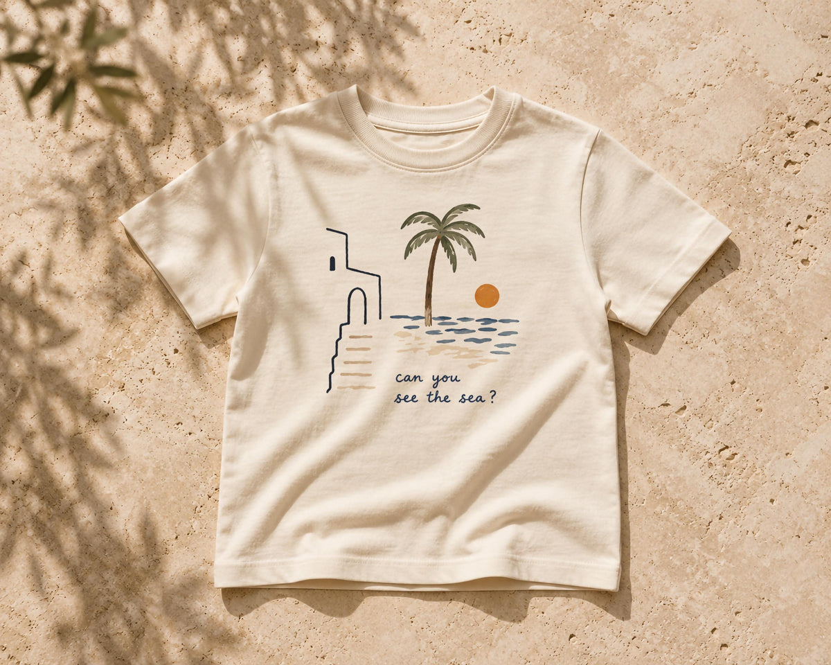 Kids Organic Cotton T-Shirt | Coastal Palm Tree Beach Graphic Tee