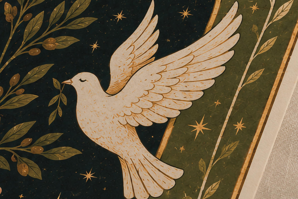 Choose Peace Print | Inspirational Celestial Wall Art, Folk Dove Illustration, Framed or Unframed